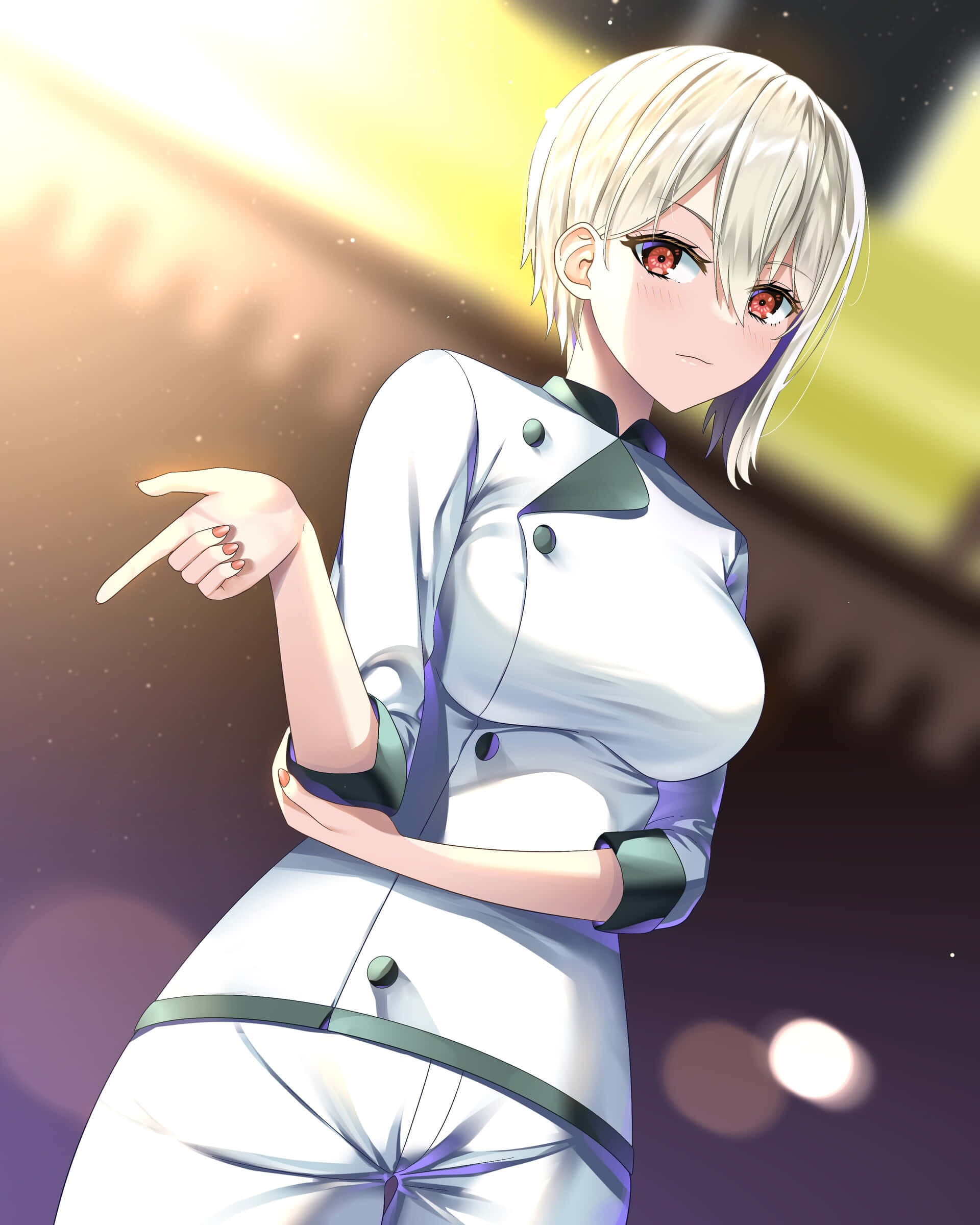 Alice Nakiri, blonde anime chef, red eyes, Full HD Phone Wallpaper