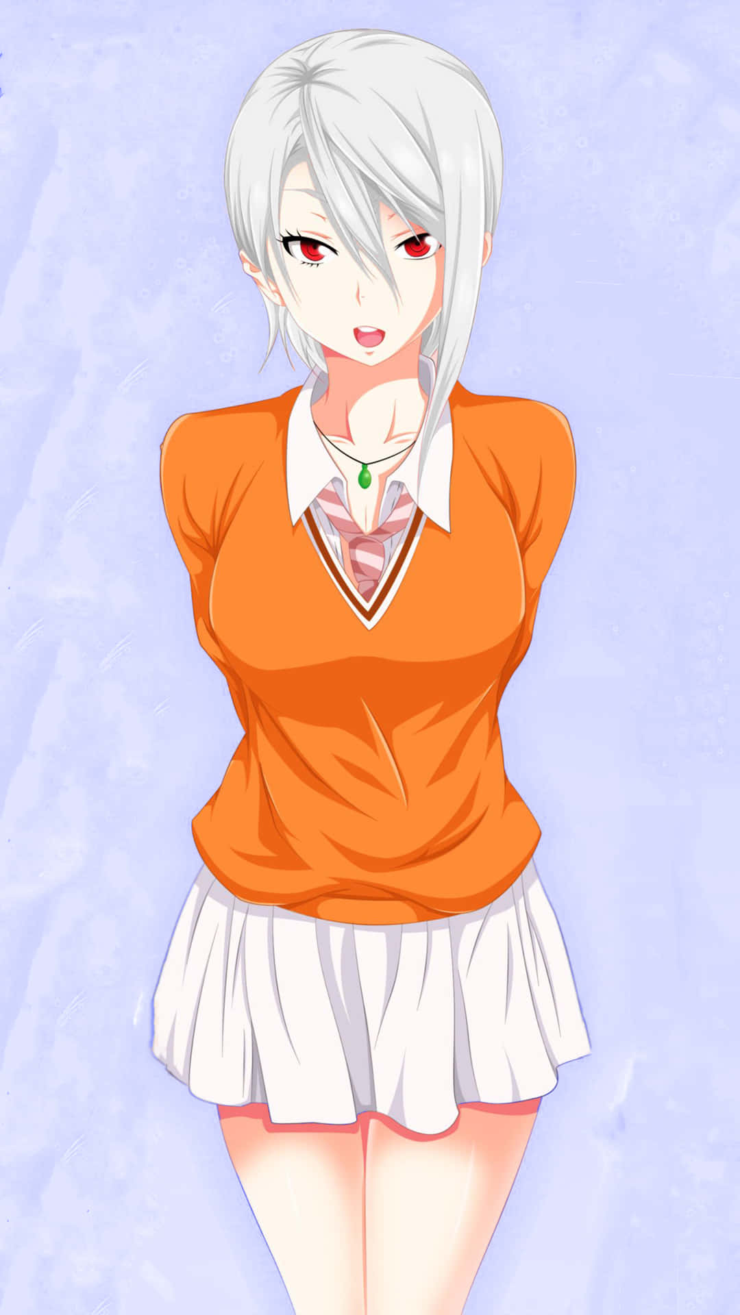 Alice Nakiri, orange sweater, white skirt, Full HD Phone Wallpaper