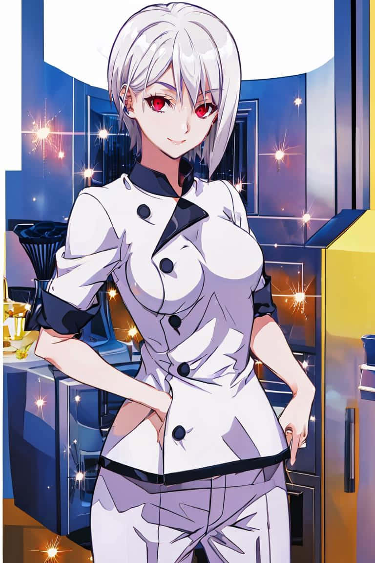 Alice Nakiri, silver-haired, red eyes, SD Phone Wallpaper
