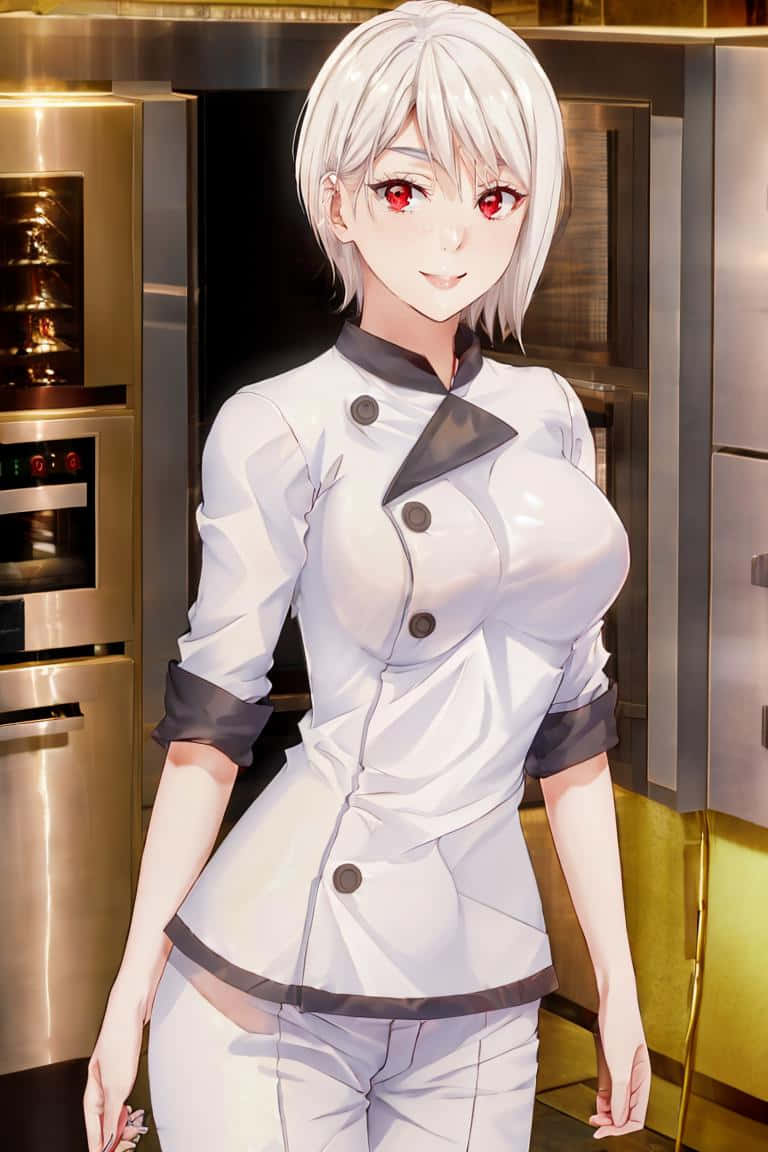 Alice Nakiri, chef uniform, silver-haired, SD Phone Wallpaper