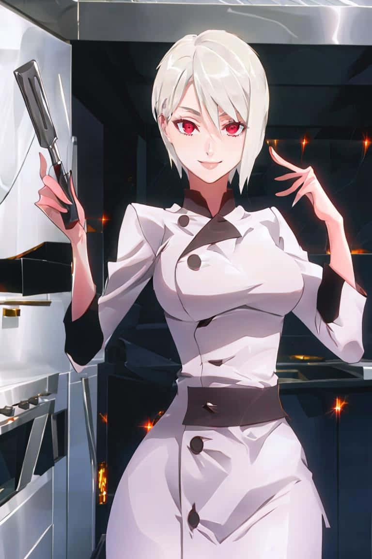 Alice Nakiri, anime chef character, silver-haired, SD Phone Wallpaper