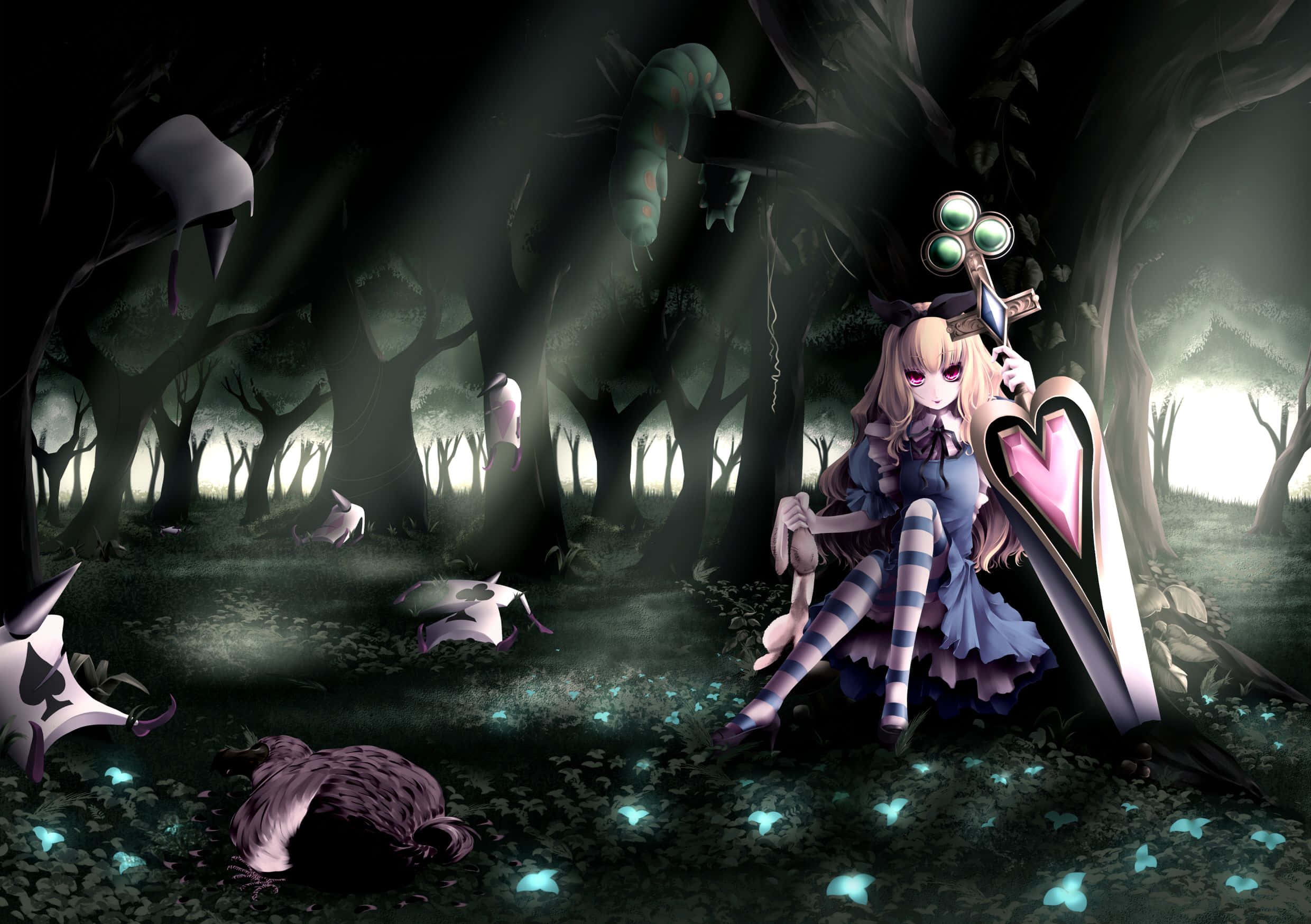 Alice Wonderland Aesthetic, whimsical wonderland, pale anime girl, Full HD Desktop Wallpaper