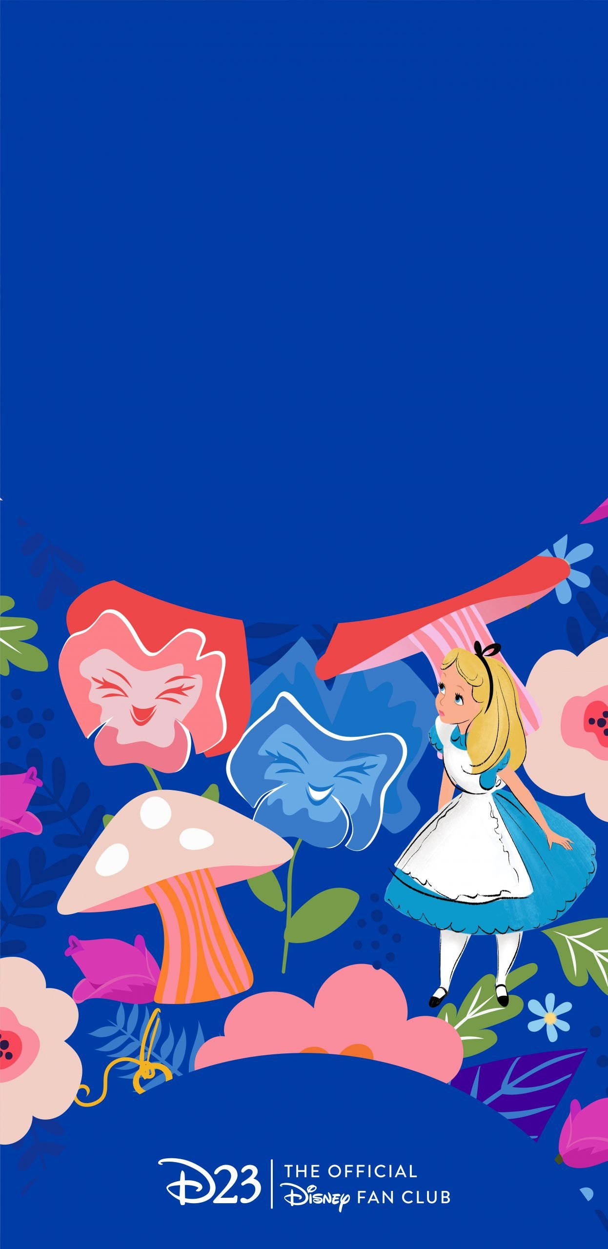 Alice in Wonderland, Alice, smiling flowers, 2K Phone Wallpaper