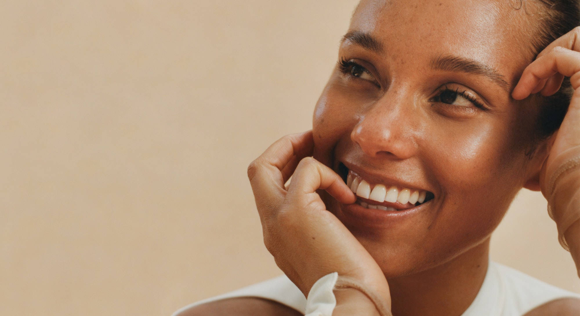 Alicia Keys, natural beauty, radiant skin, Full HD Desktop Wallpaper