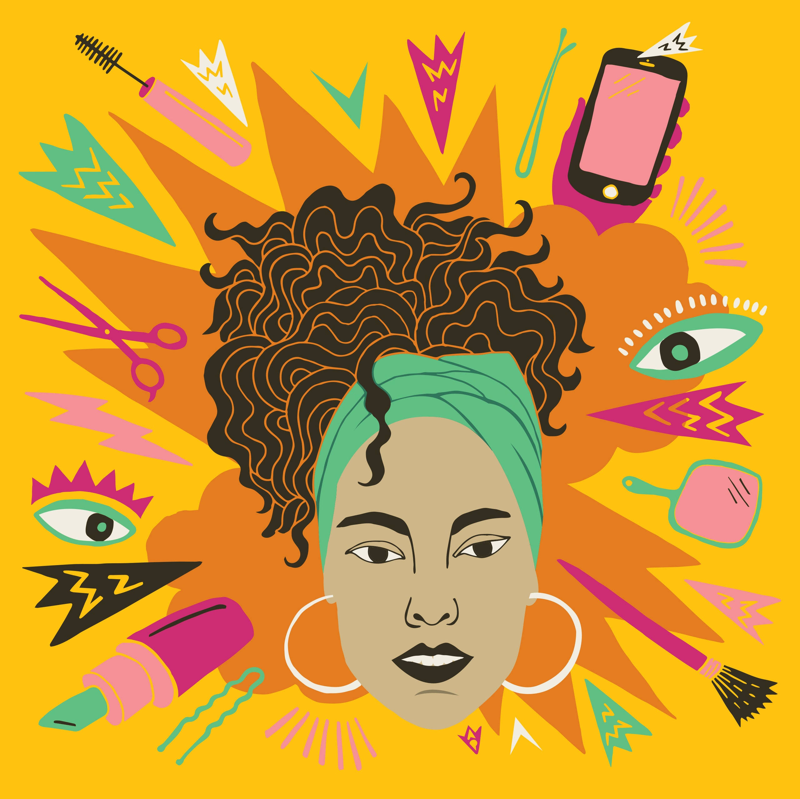 Alicia Keys, curly hair, green headwrap, 2K Desktop Wallpaper