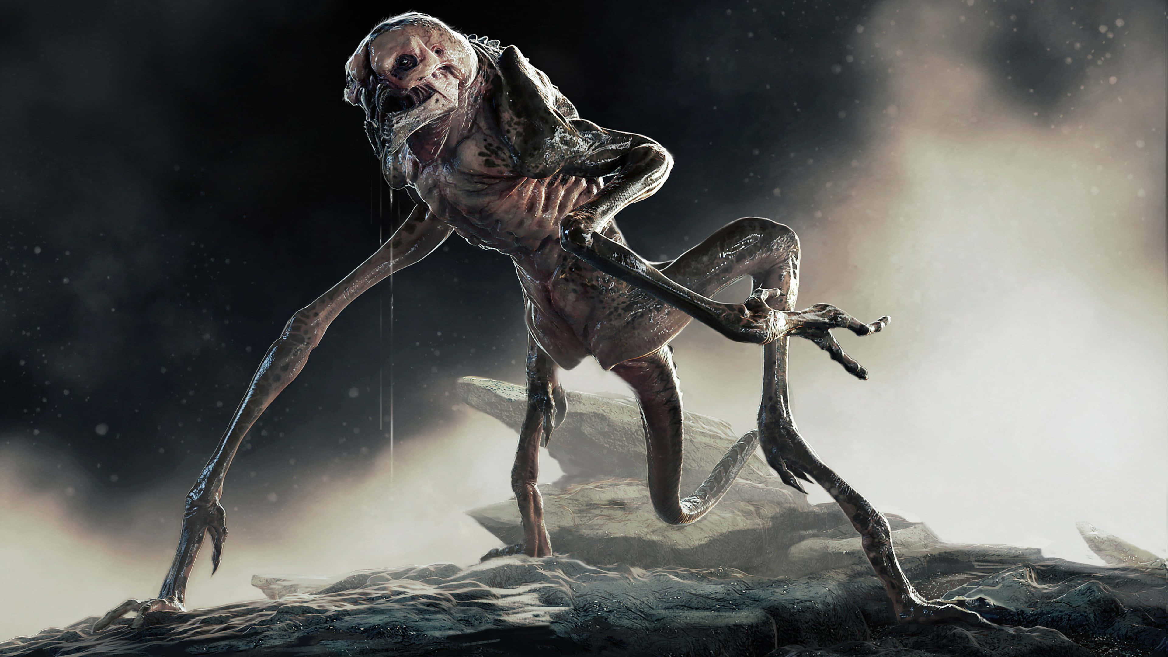 Alien 4K, grotesque alien creature, elongated limbs, 4K Desktop Wallpaper