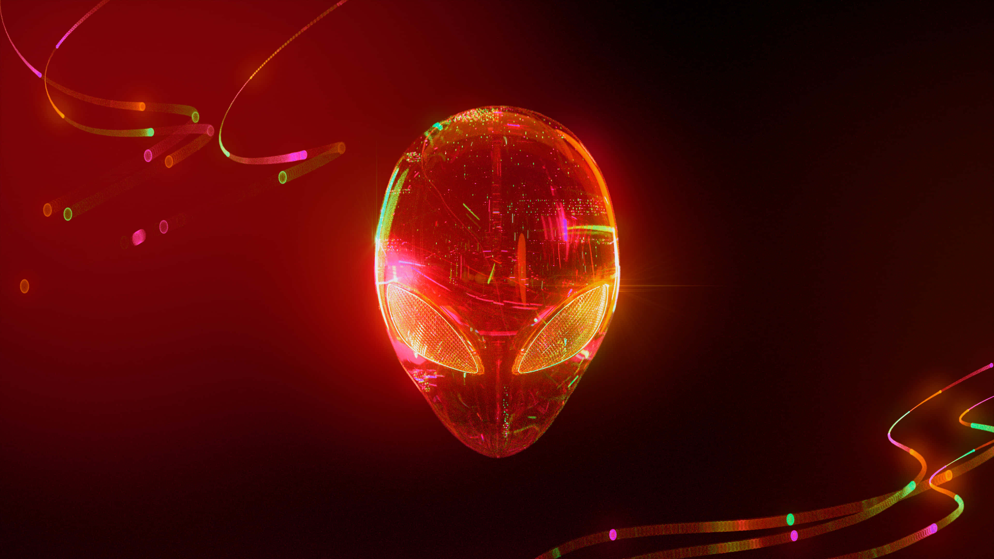 Alien 4K, neon circuitry, glowing alien head, 4K Desktop Wallpaper