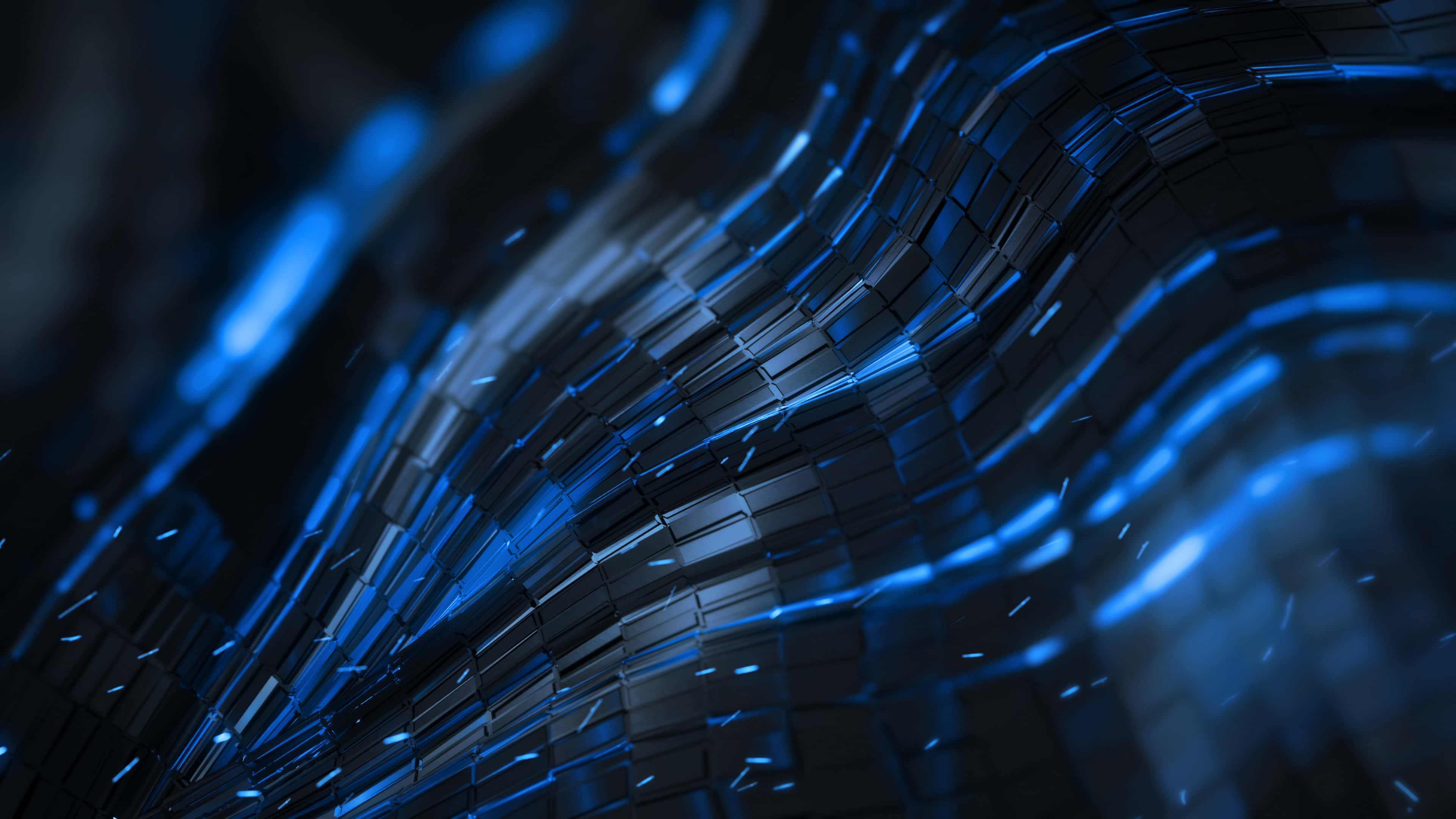 Alien 4K, glowing blue cubes, dark background, 4K Desktop Wallpaper