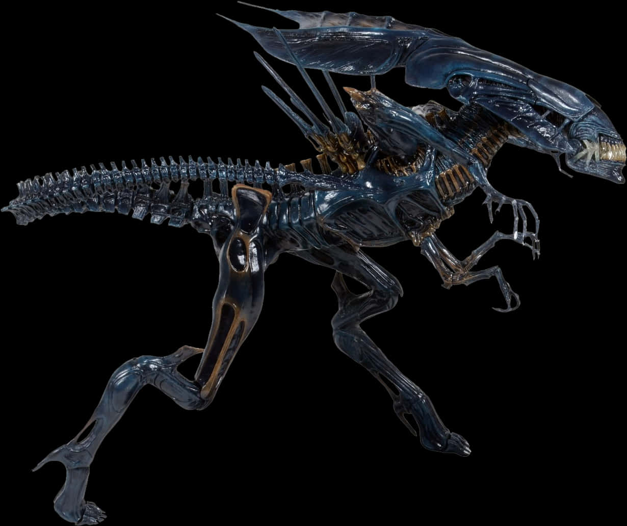 translucent blue alien creature, spiky back, sharp teeth, SD Desktop Wallpaper