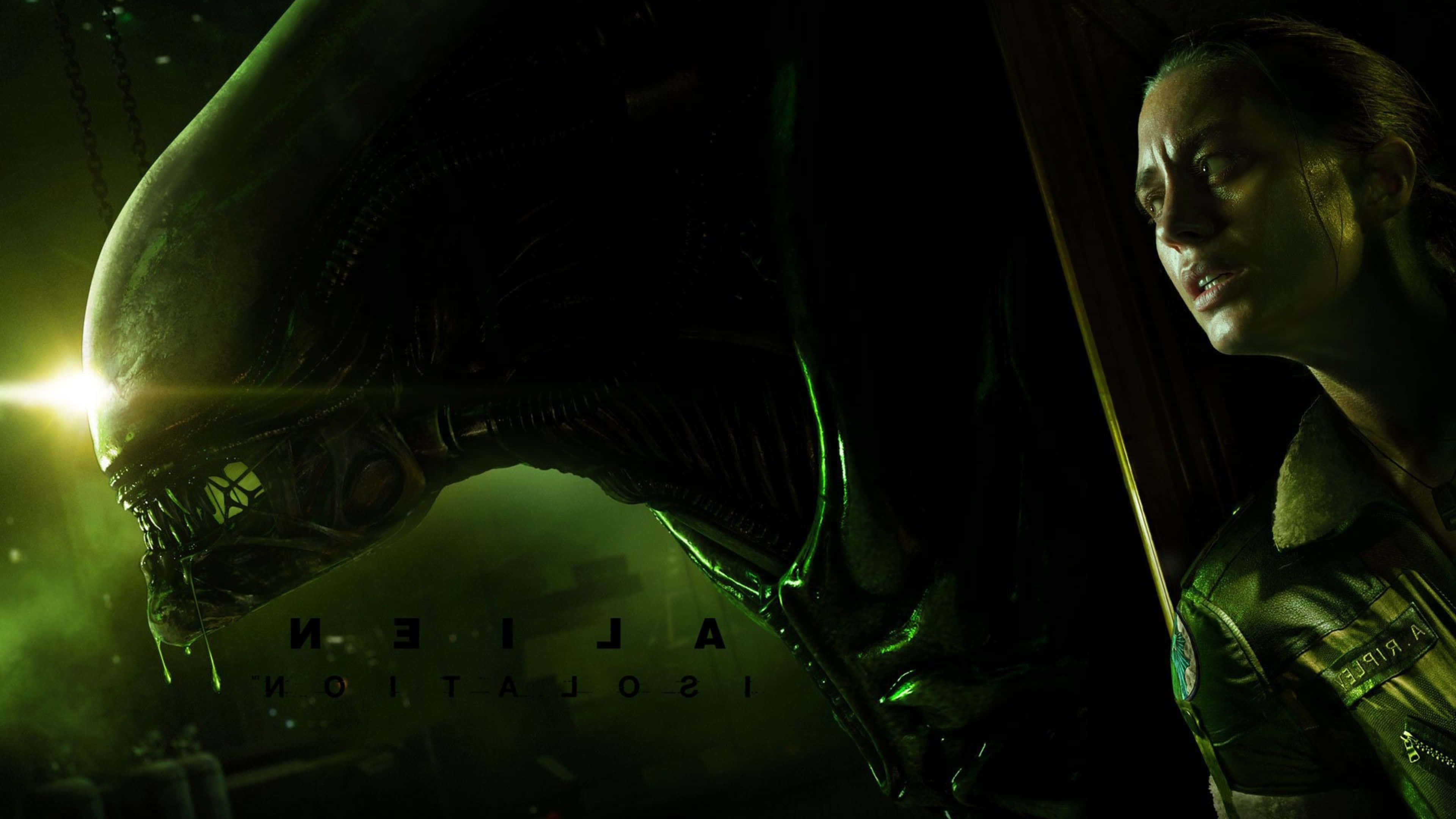 Alien 4K, eerie alien spacescape, terrified woman, 4K Desktop Wallpaper