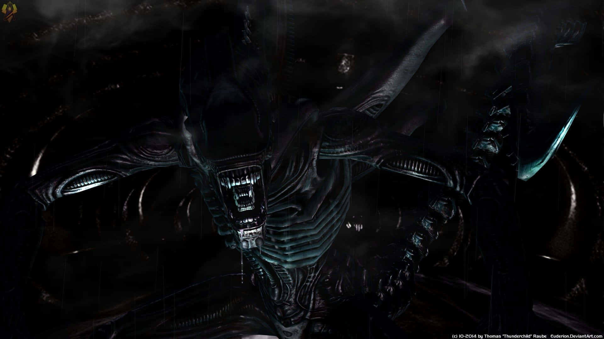 alien 4k, glowing eyes, dark smoke, Full HD Desktop Wallpaper