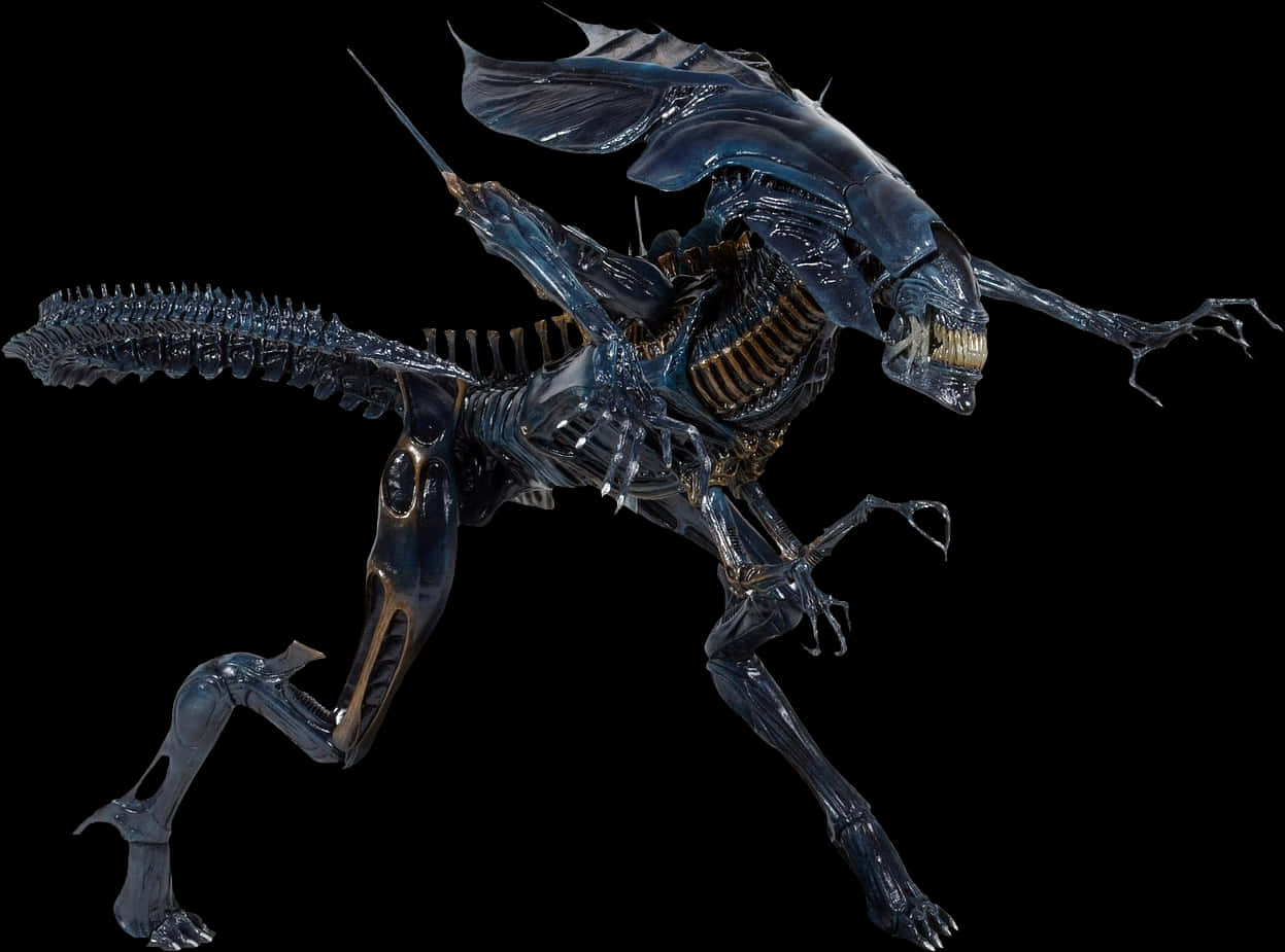 alien creature, blue, biomechanical armor, SD Desktop Wallpaper