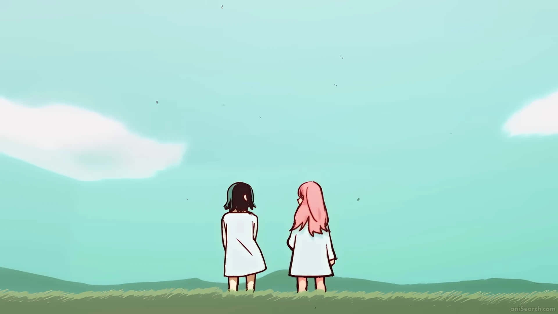 Alien Stage, anime girls, white dresses, Full HD Desktop Wallpaper