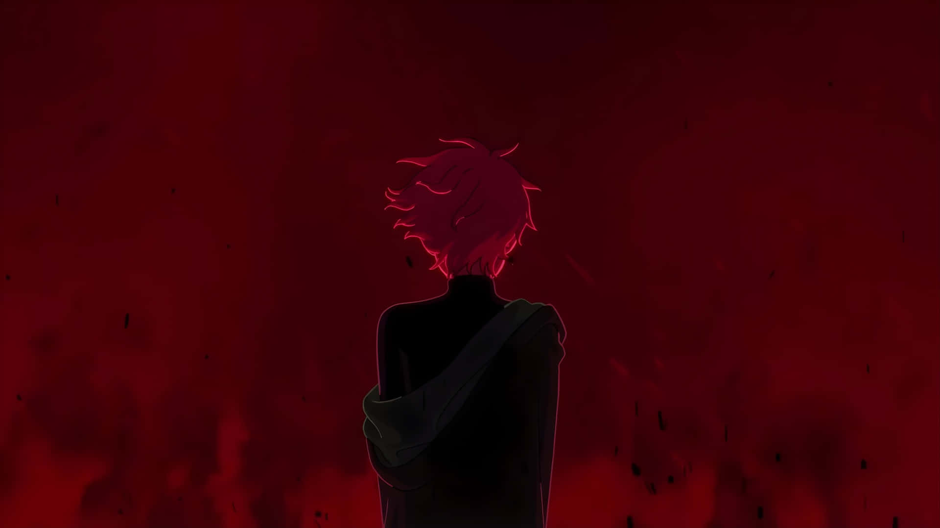 Alien Stage, dark red atmosphere, spiky red hair, Full HD Desktop Wallpaper