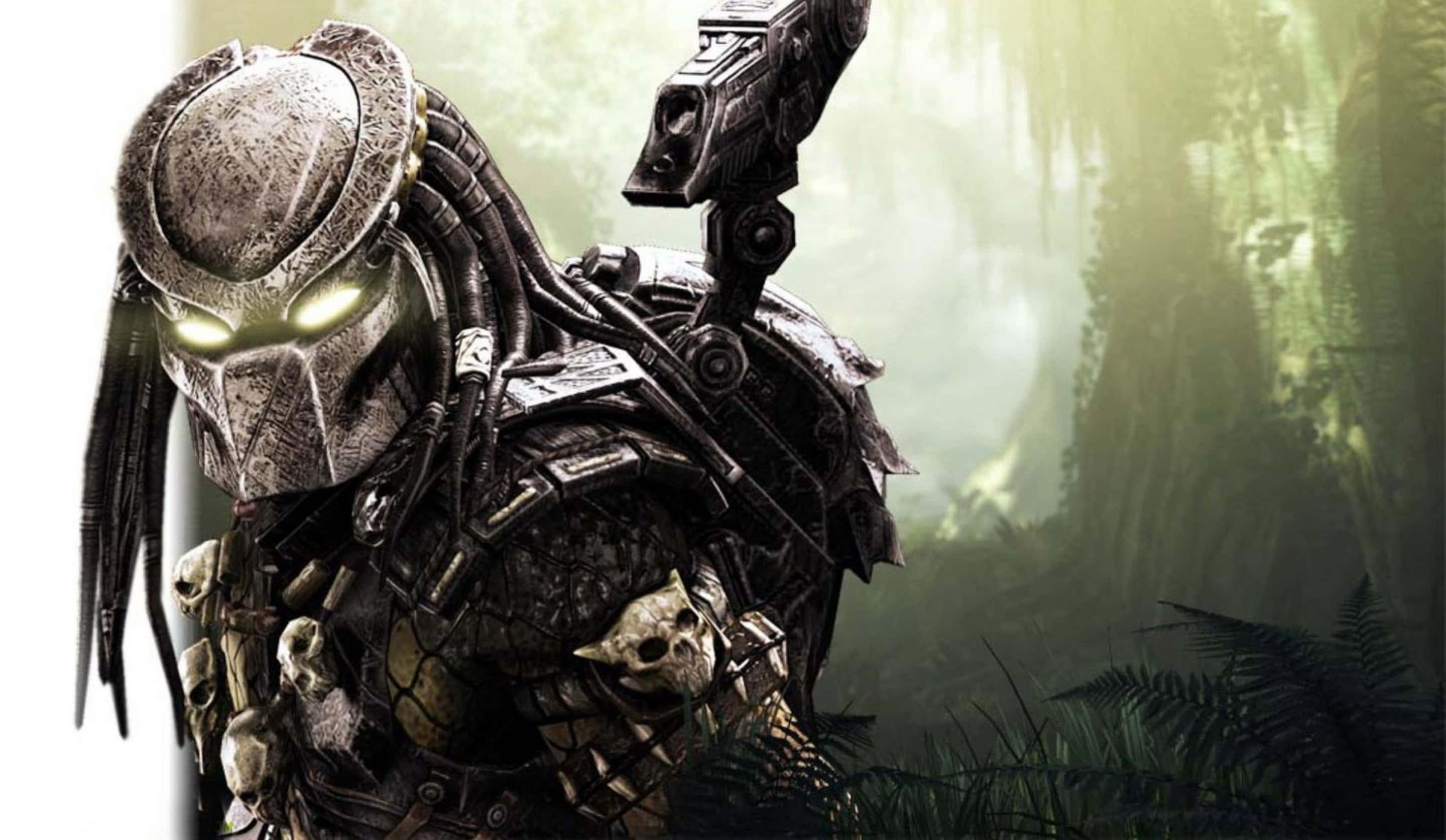 Alien Vs Predator, Predator warrior, glowing eyes, 2K Desktop Wallpaper