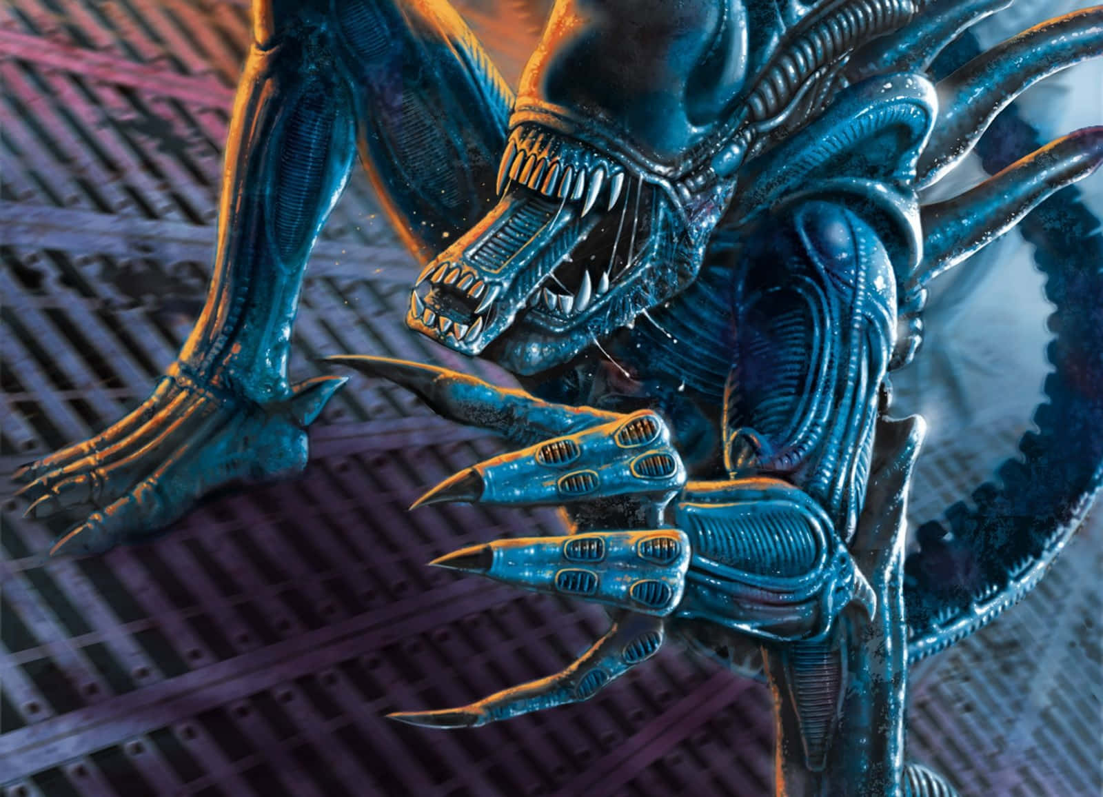 Alien Vs Predator, blue alien, sharp teeth, HD Desktop Wallpaper