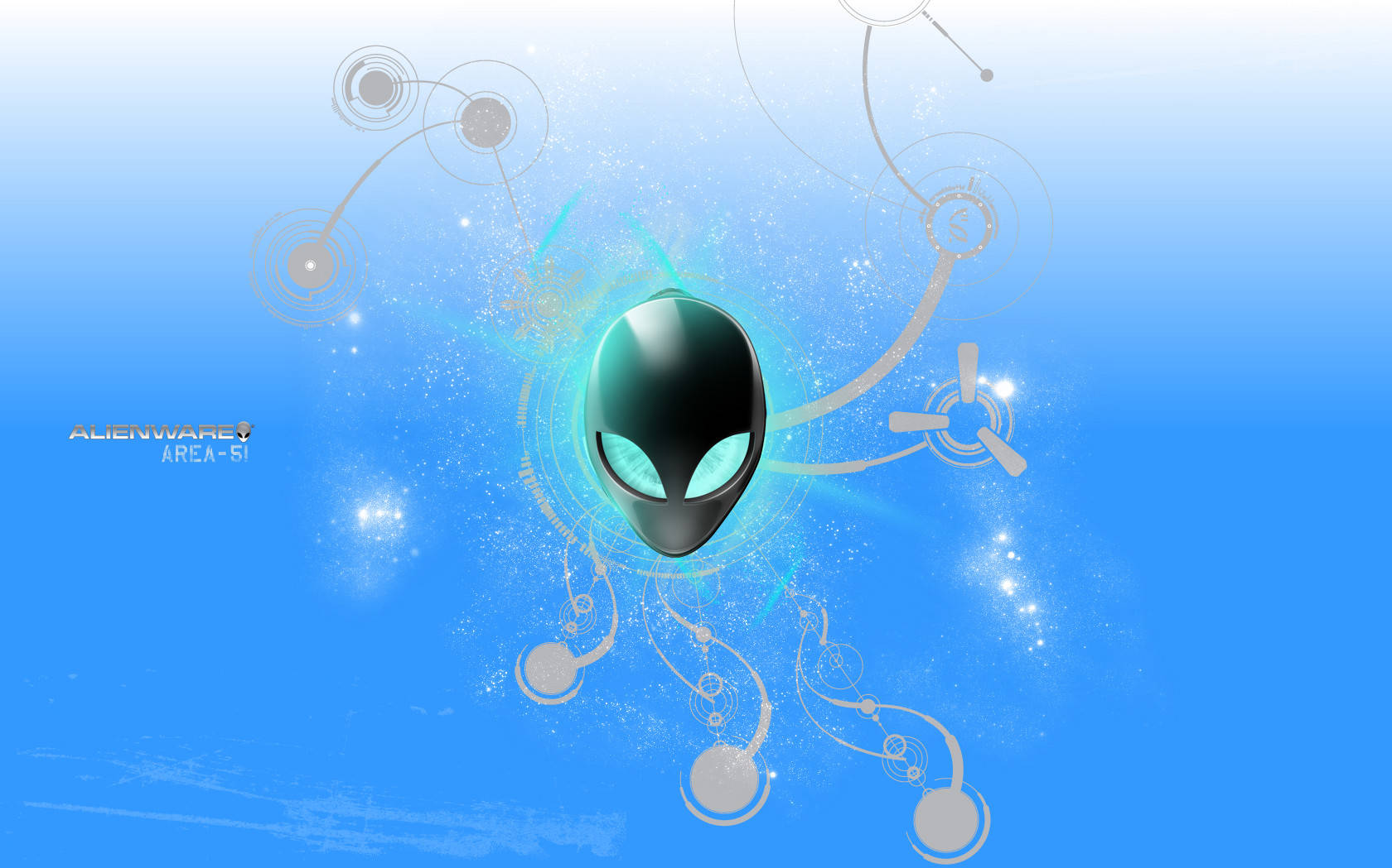 Alienware Default, blue aesthetic, glowing alien head, HD Desktop Wallpaper