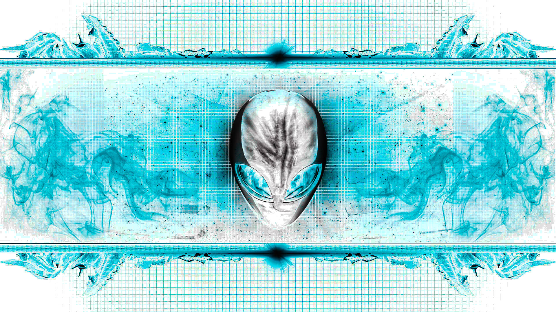 Alienware Default, teal, cyan grid, Full HD Desktop Wallpaper
