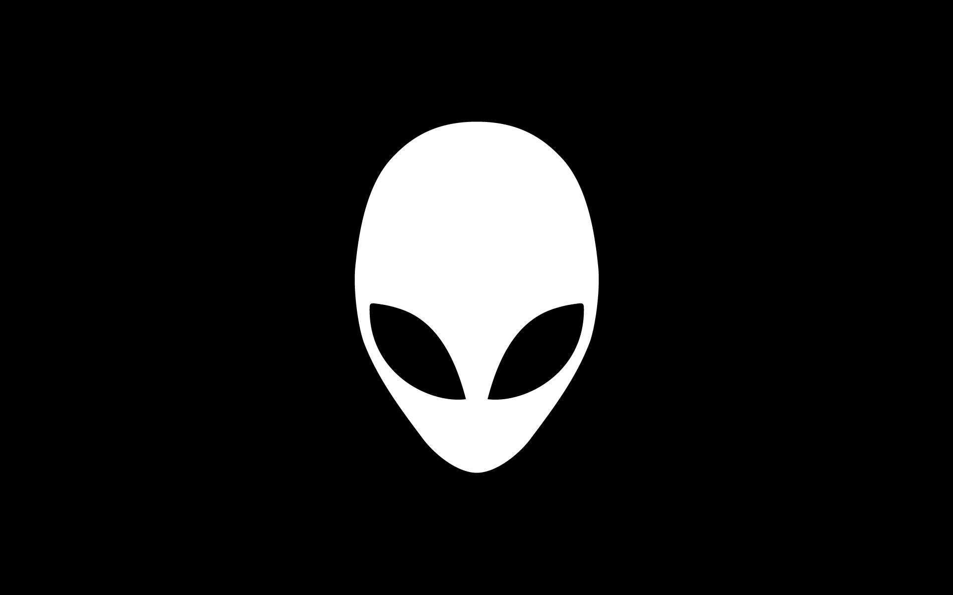 Alienware Default, white alien head silhouette, large black eyes, Full HD Desktop Wallpaper