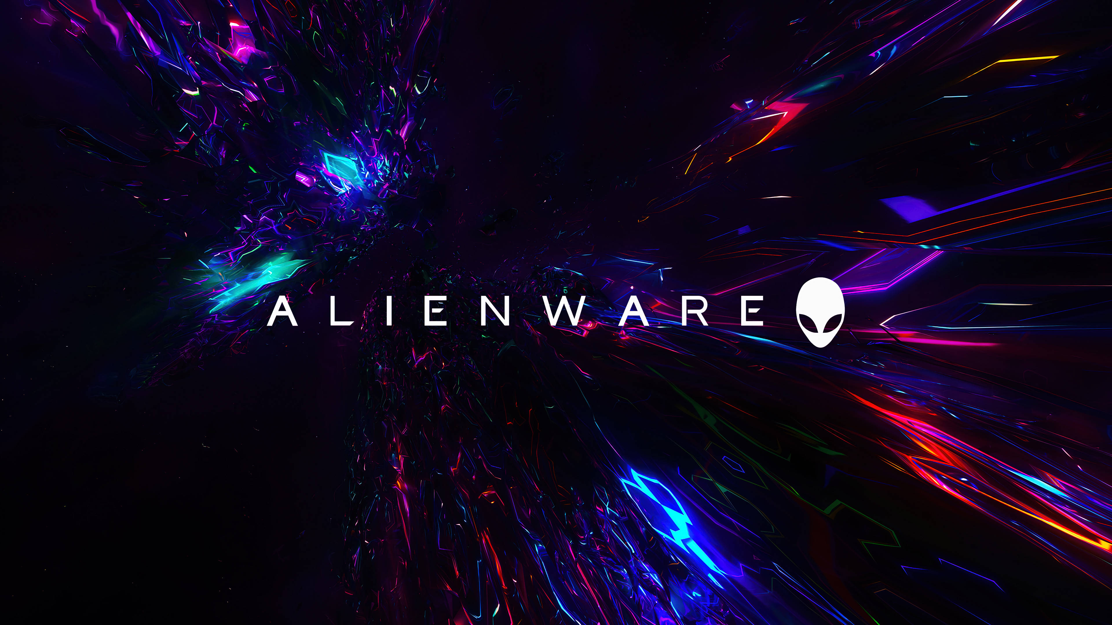 Alienware Galaxy, Alienware logo, neon fractals, 4K Desktop Wallpaper
