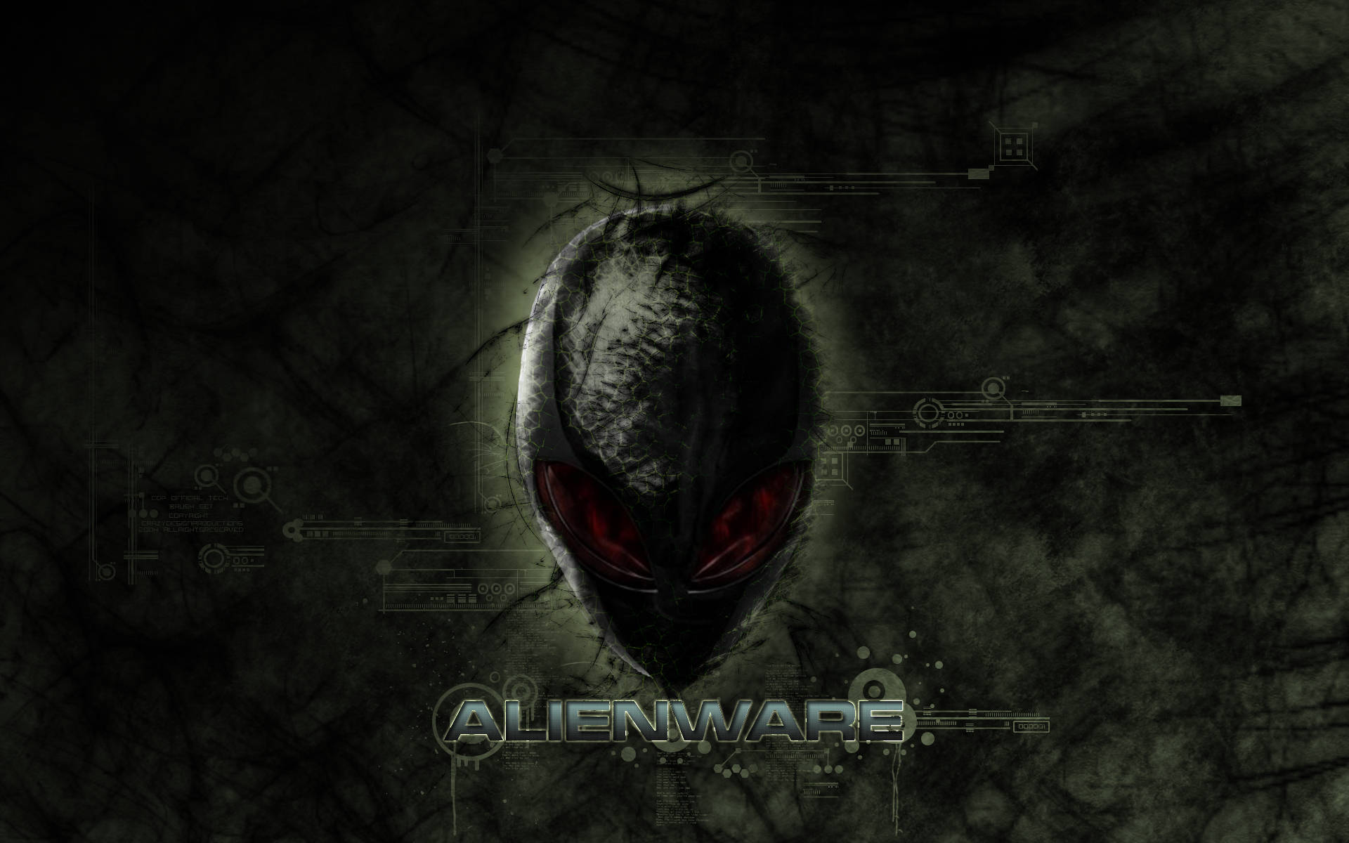 Alienware, glowing red eyes, circuitry, Full HD Desktop Wallpaper