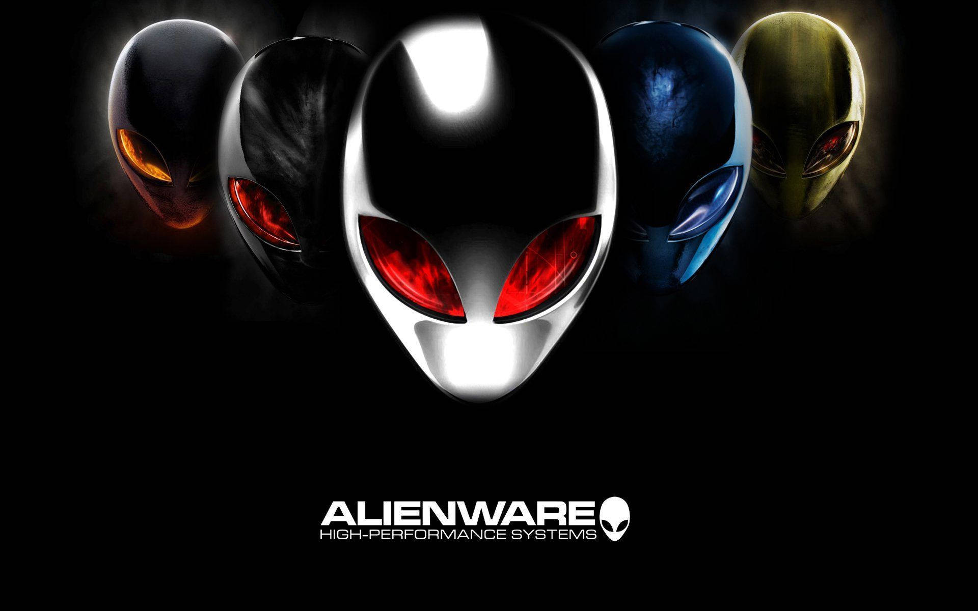 Alienware, red eyes, black background, Full HD Desktop Wallpaper