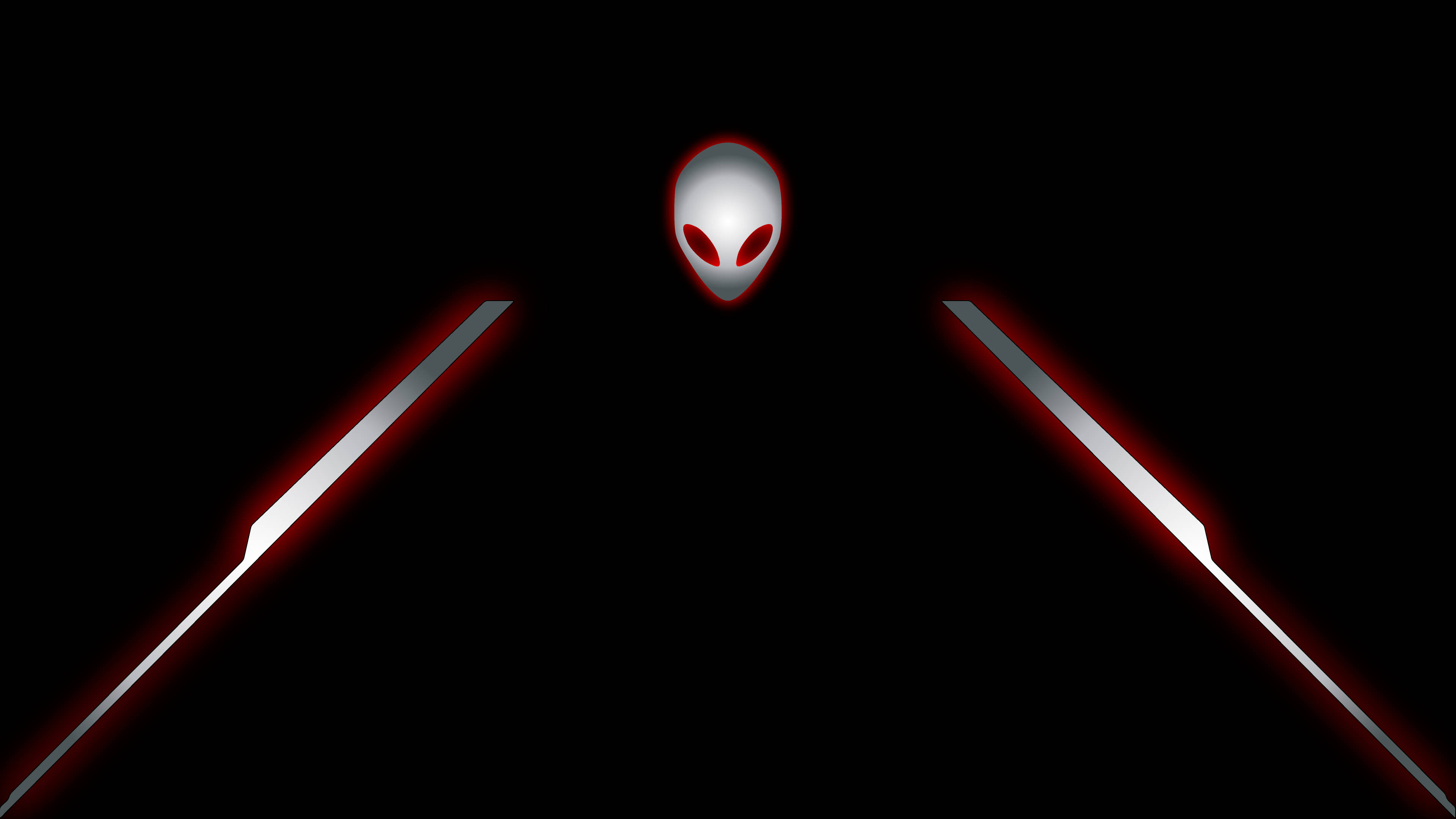 Alienware, white, red eyes, 4K Desktop Wallpaper