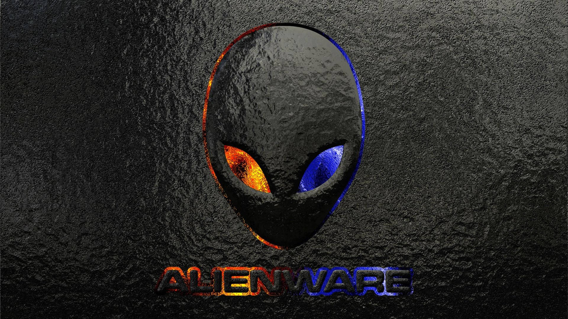 Alienware, orange and blue eyes, textured black surface, Full HD Desktop Wallpaper