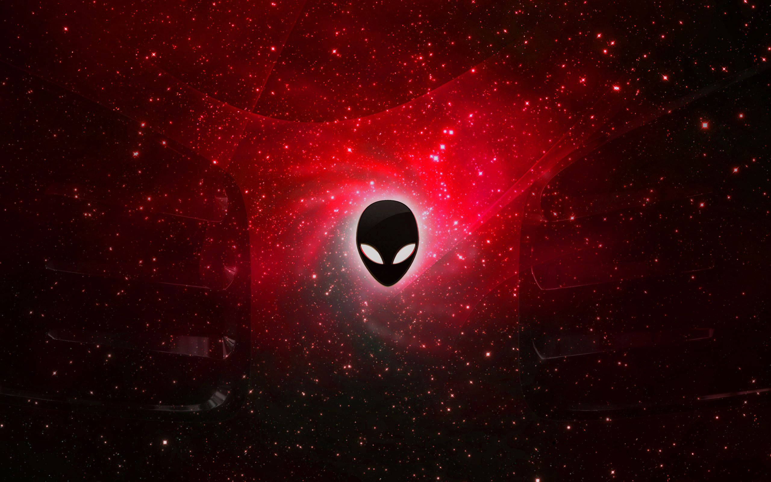 Alienware, red aesthetic, black alien head logo, 2K Desktop Wallpaper