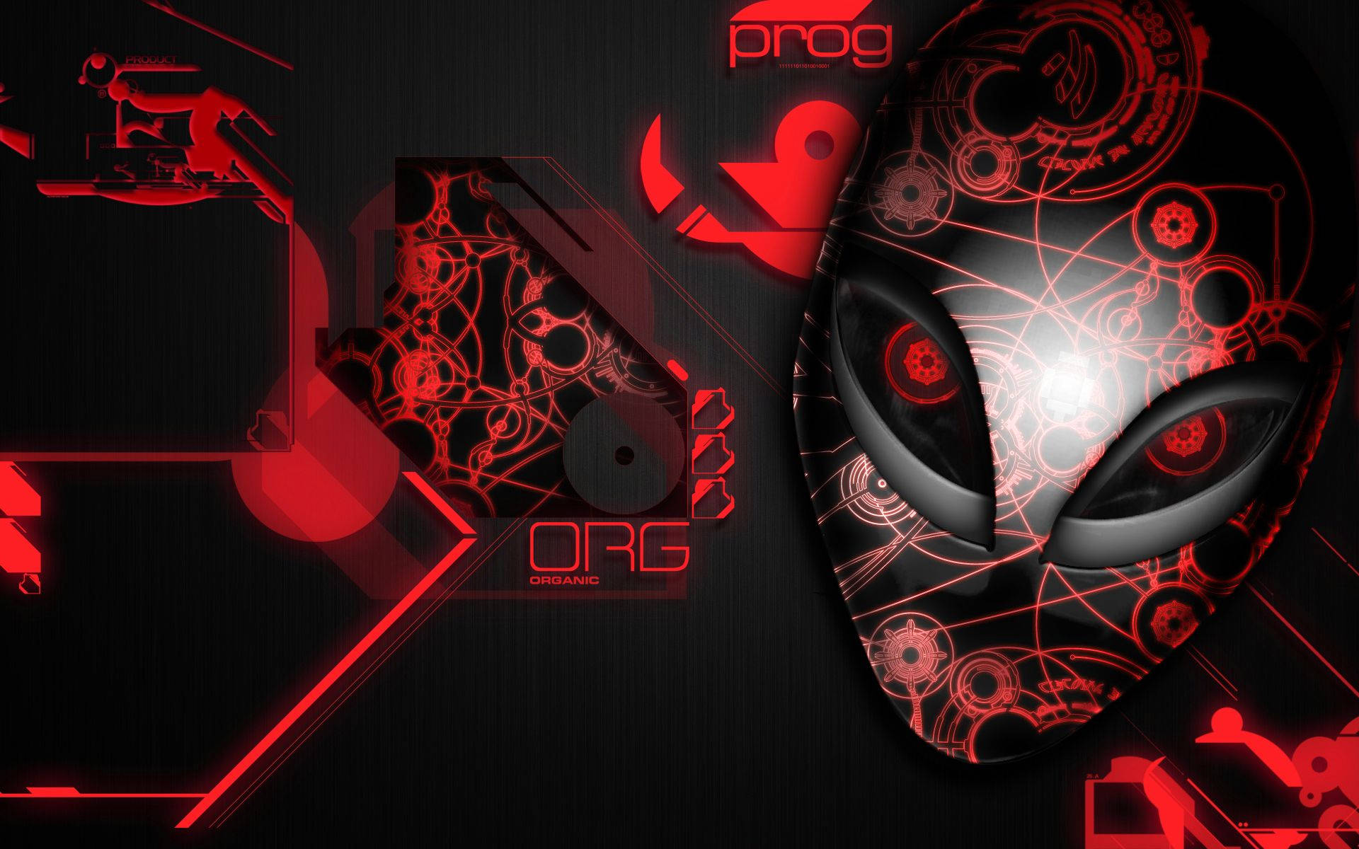 Alienware, red, glowing red circuitry, Full HD Desktop Wallpaper