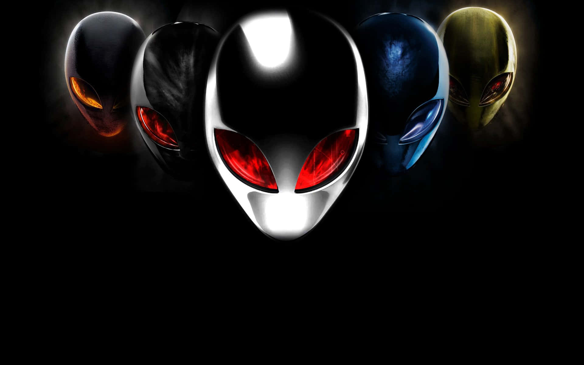 Alienware, glowing alien heads, red eyes, Full HD Desktop Wallpaper