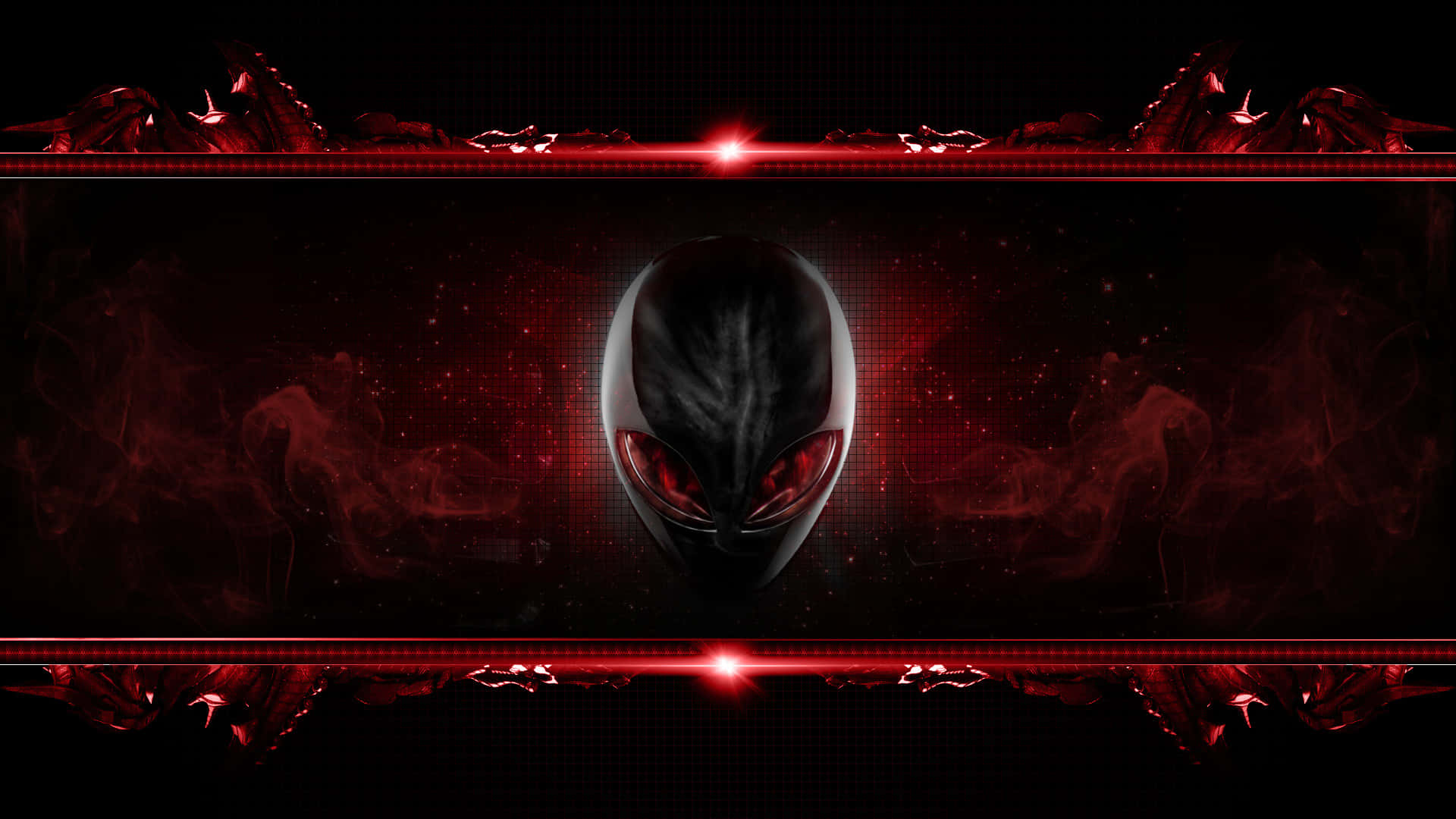 Alienware, red, neon lights, Full HD Desktop Wallpaper