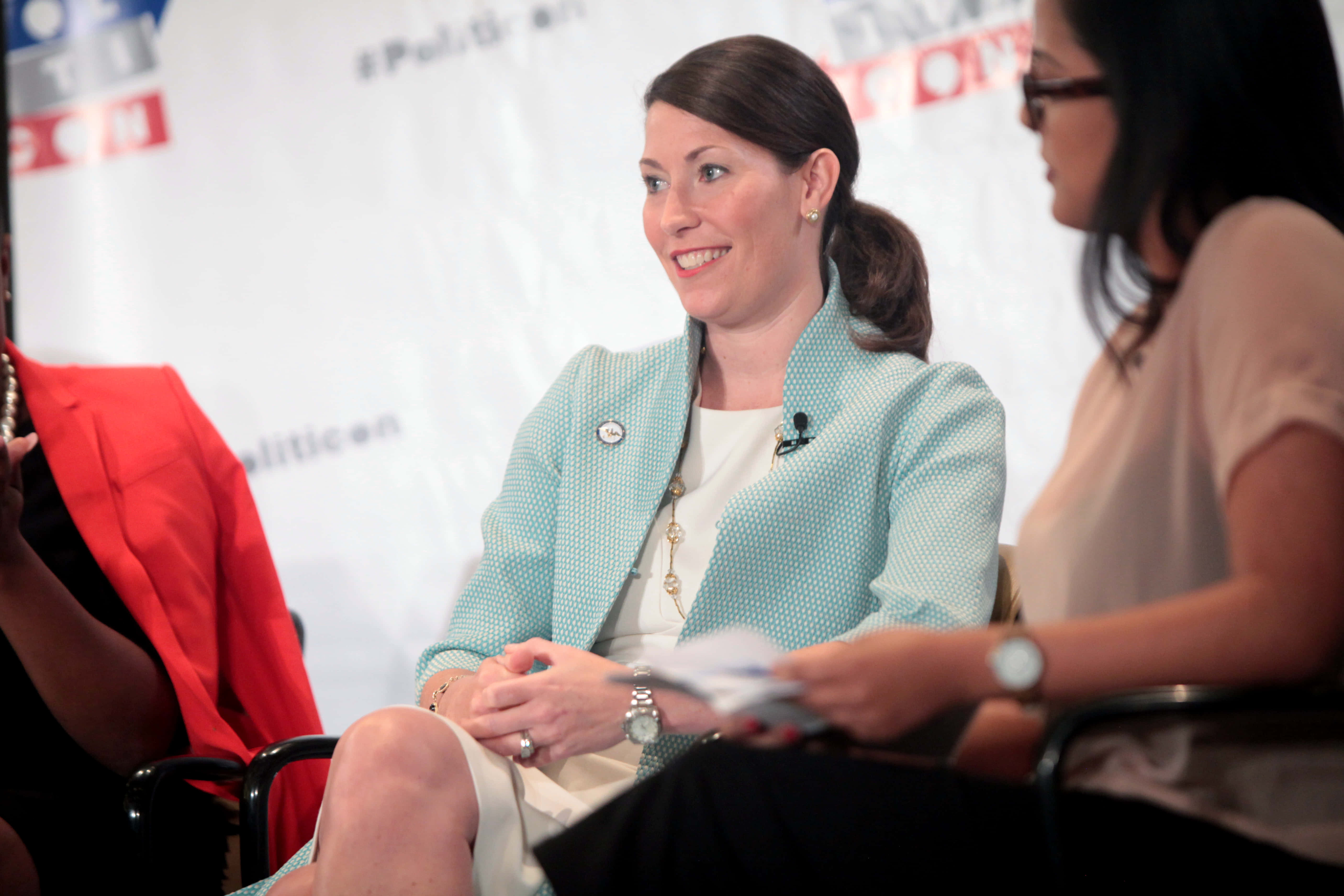 Alison Lundergan Grimes, blue suit, light blue patterned blazer, 5K Desktop Wallpaper
