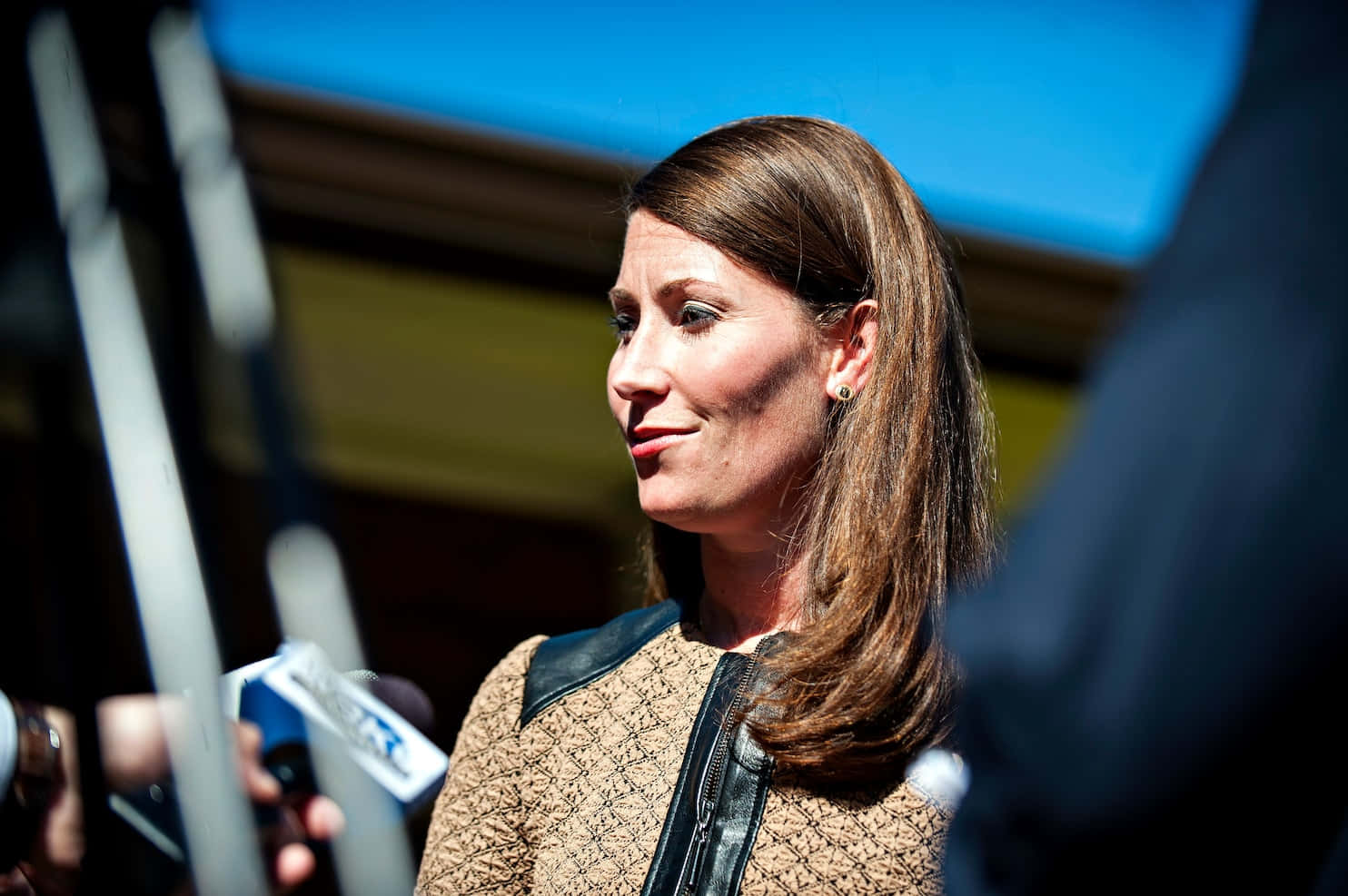 Alison Lundergan Grimes, brown hair, reporters, HD Desktop Wallpaper