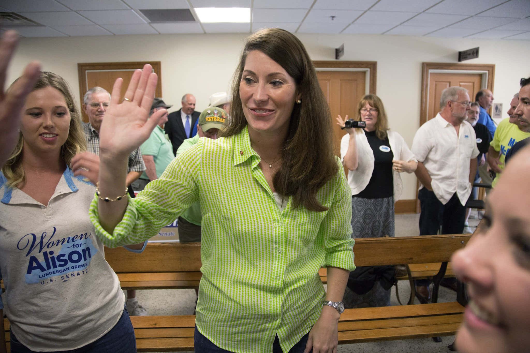 Alison Lundergan Grimes, oath taking, bright green shirt, Full HD Desktop Wallpaper