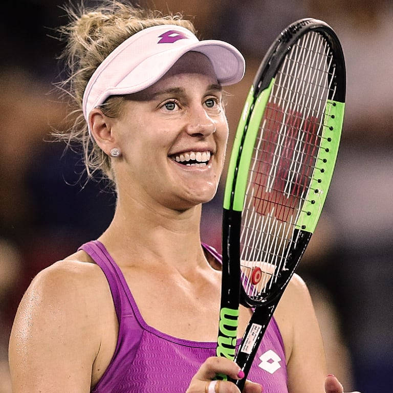 Alison Riske-Amritraj, purple tank top, pink visor, SD Desktop Wallpaper