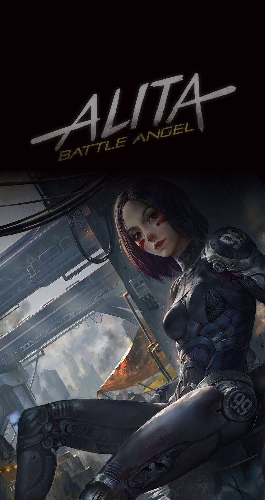 Alita Battle Angel, cyberpunk warrior, futuristic cityscape, HD Phone Wallpaper