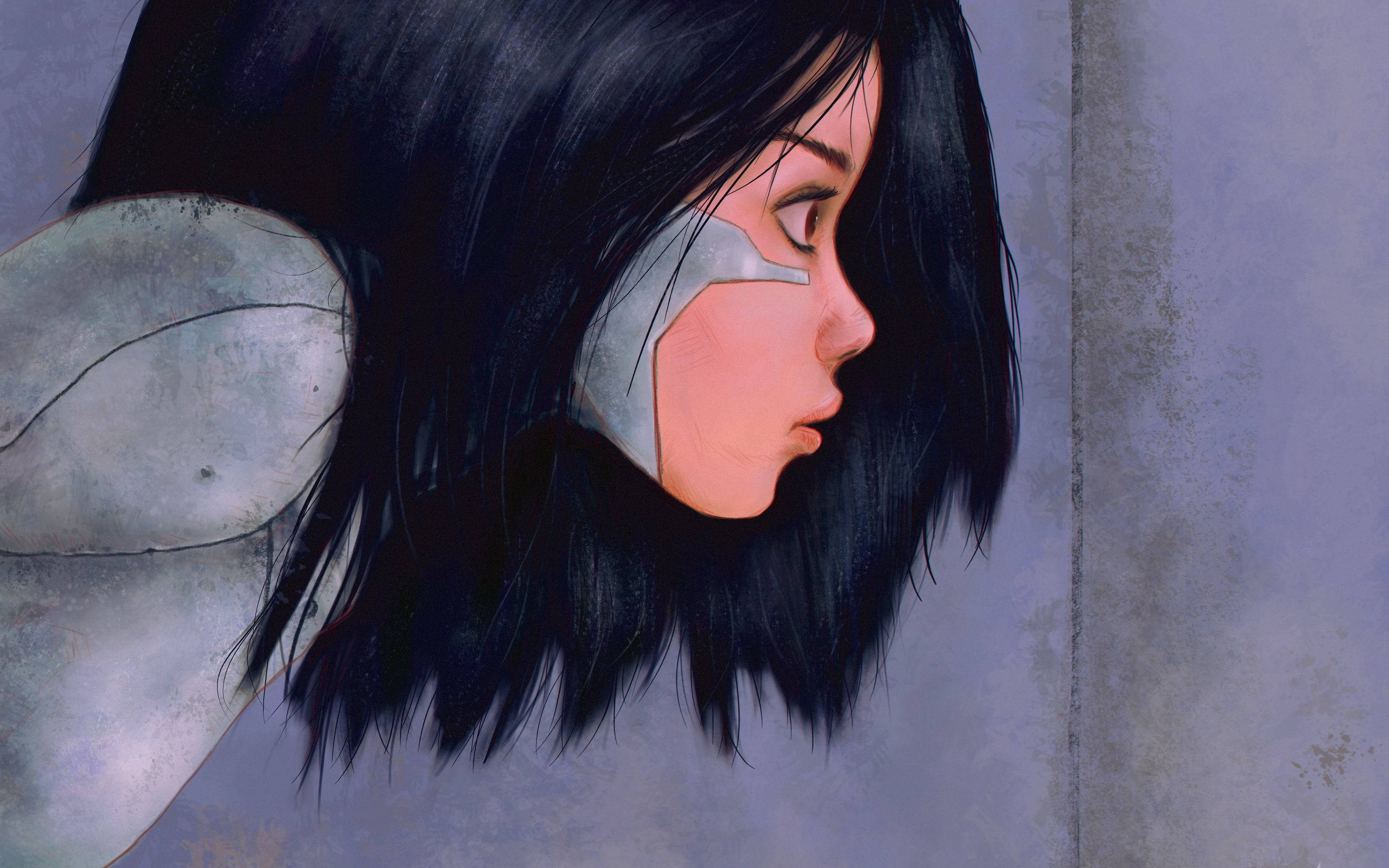 Alita, grey, sideview, 2K Desktop Wallpaper