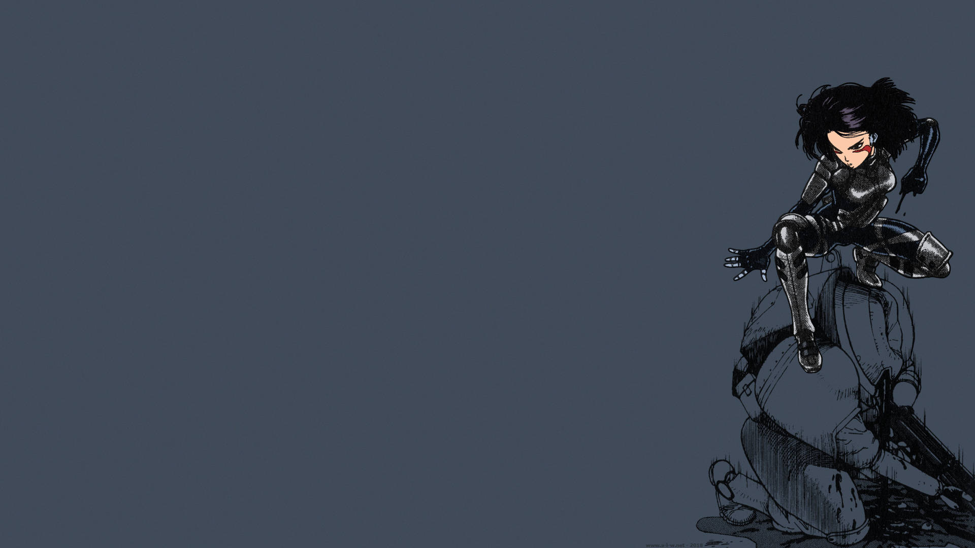Alita, black armor, dark-haired anime girl, Full HD Desktop Wallpaper