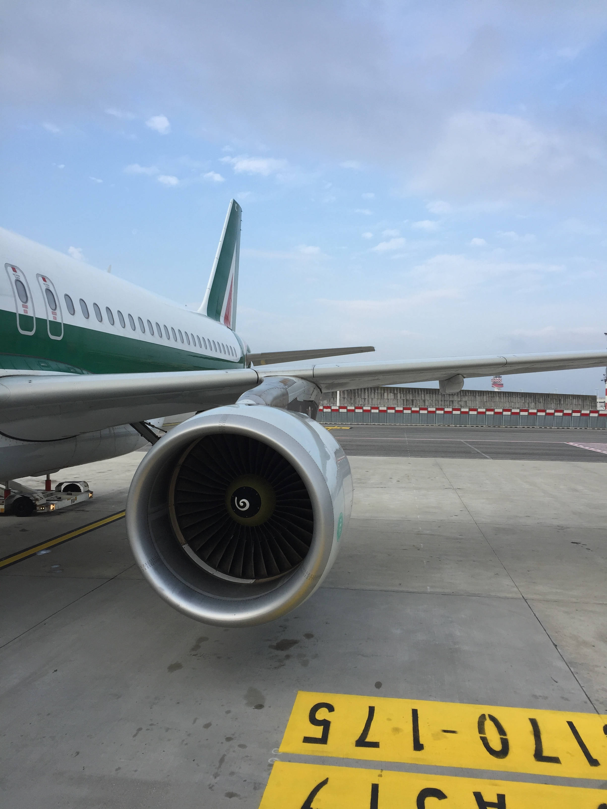Alitalia, green and white, airplane engine, 2K Phone Wallpaper