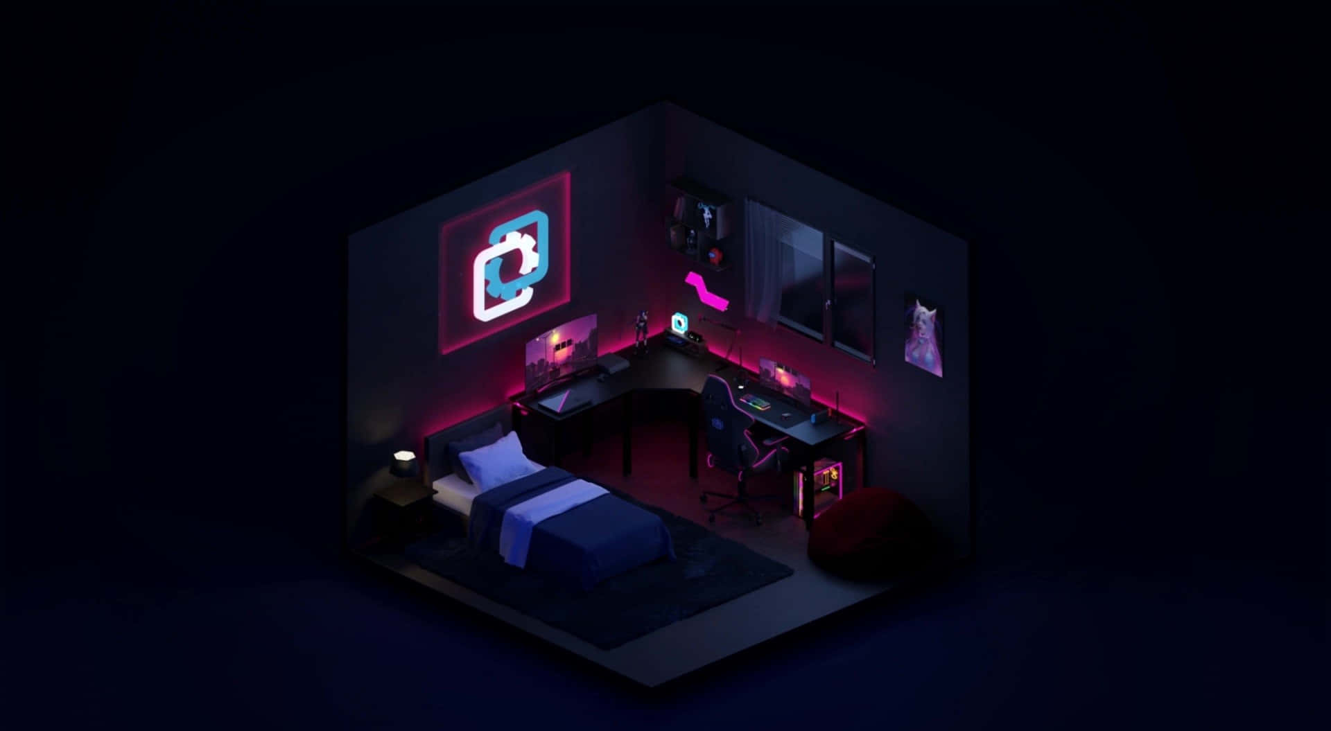 Alive, neon pink, neon blue, Full HD Desktop Wallpaper