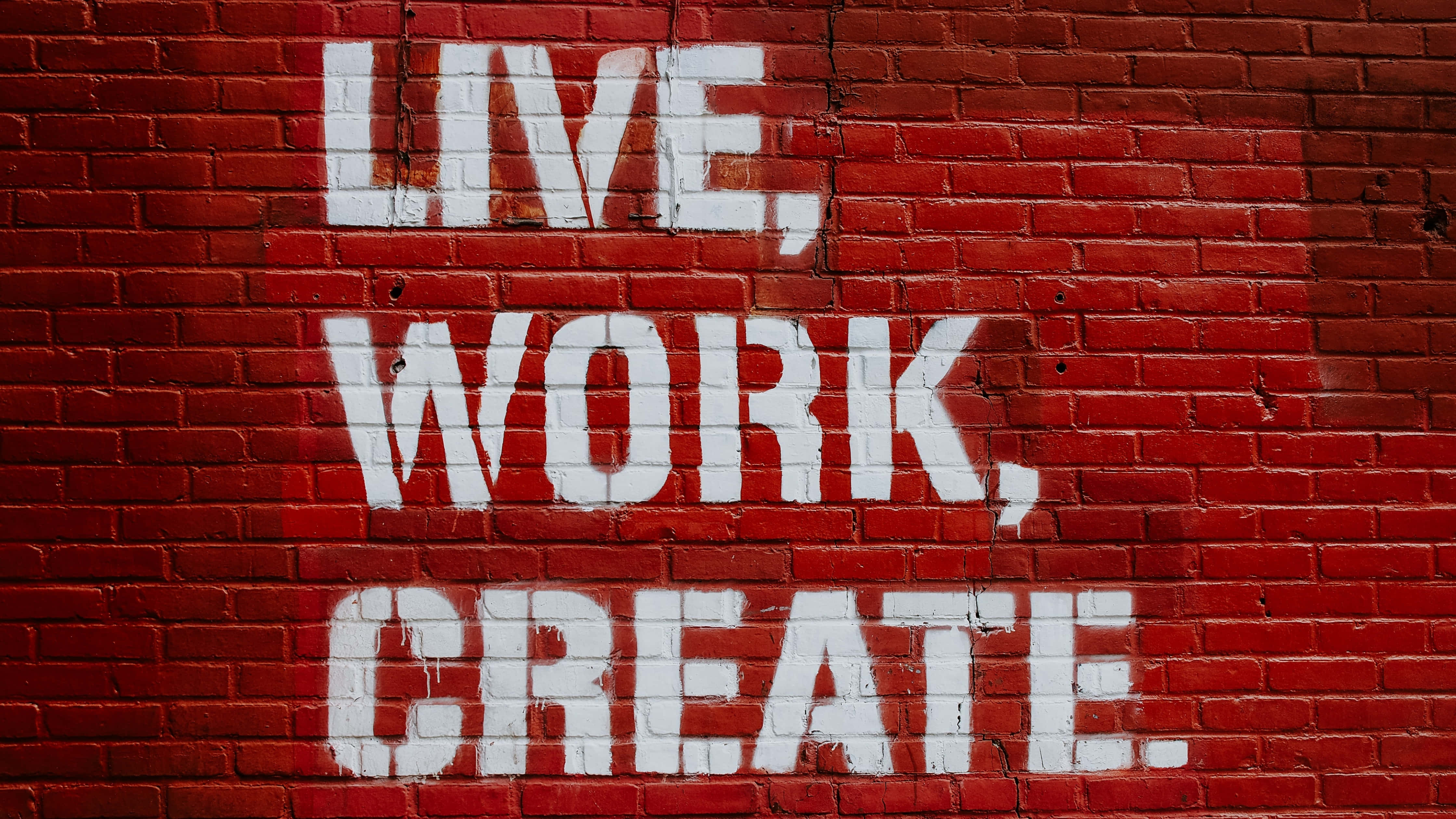 Aive Work Create, white graffiti text, live work create, 4K Desktop Wallpaper