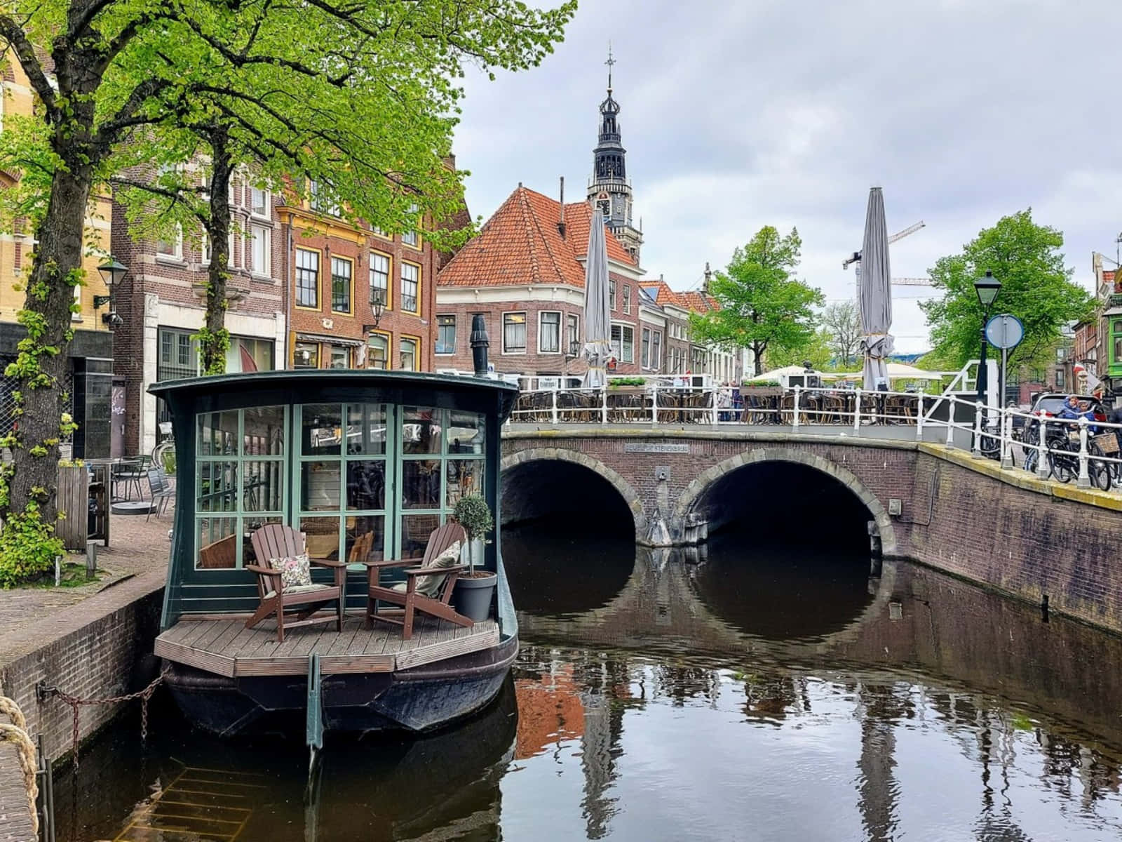 Alkmaar, canal, historic bridge, HD Desktop Wallpaper