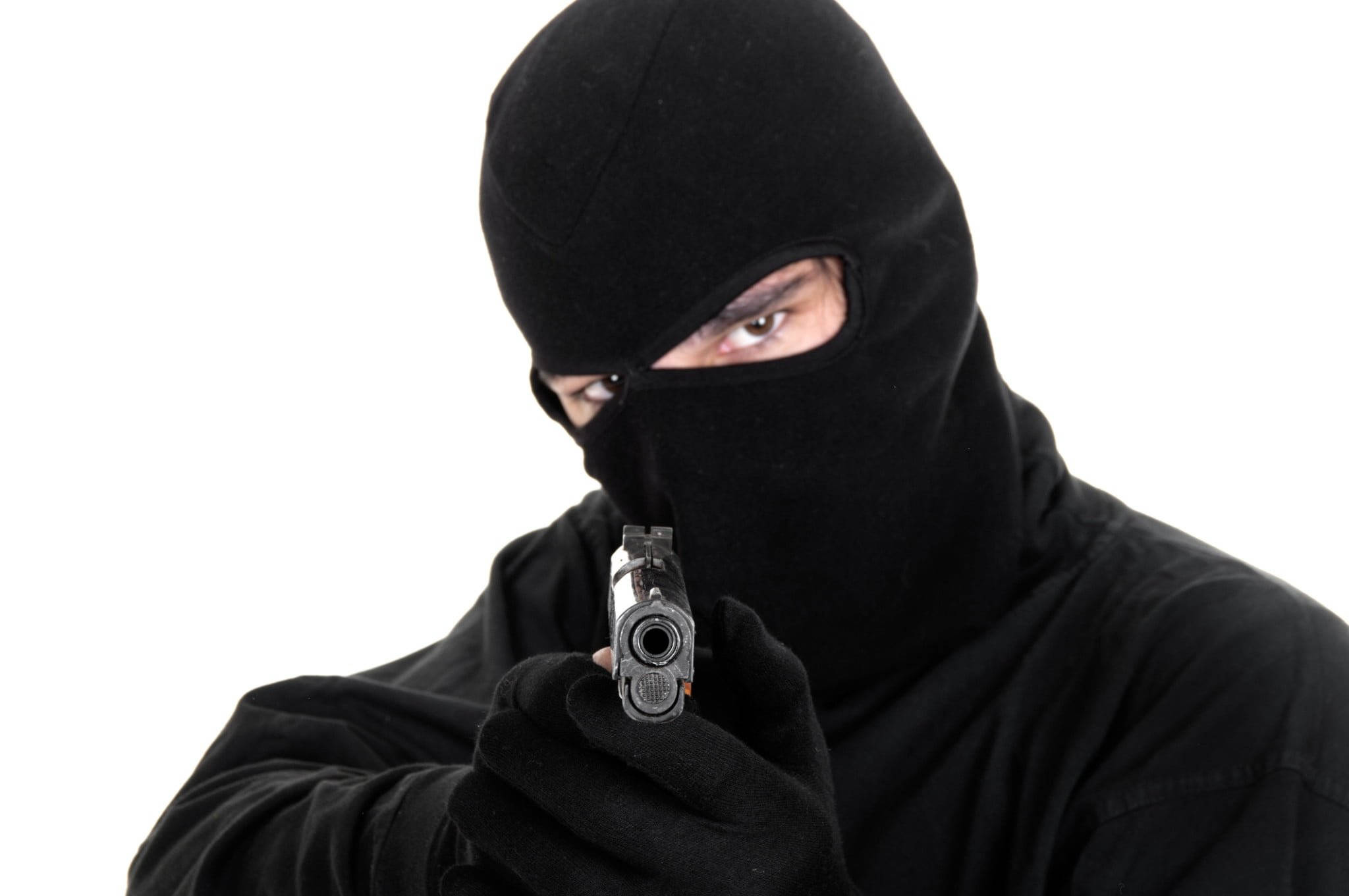 black balaclava, gloves, handgun, Full HD Desktop Wallpaper