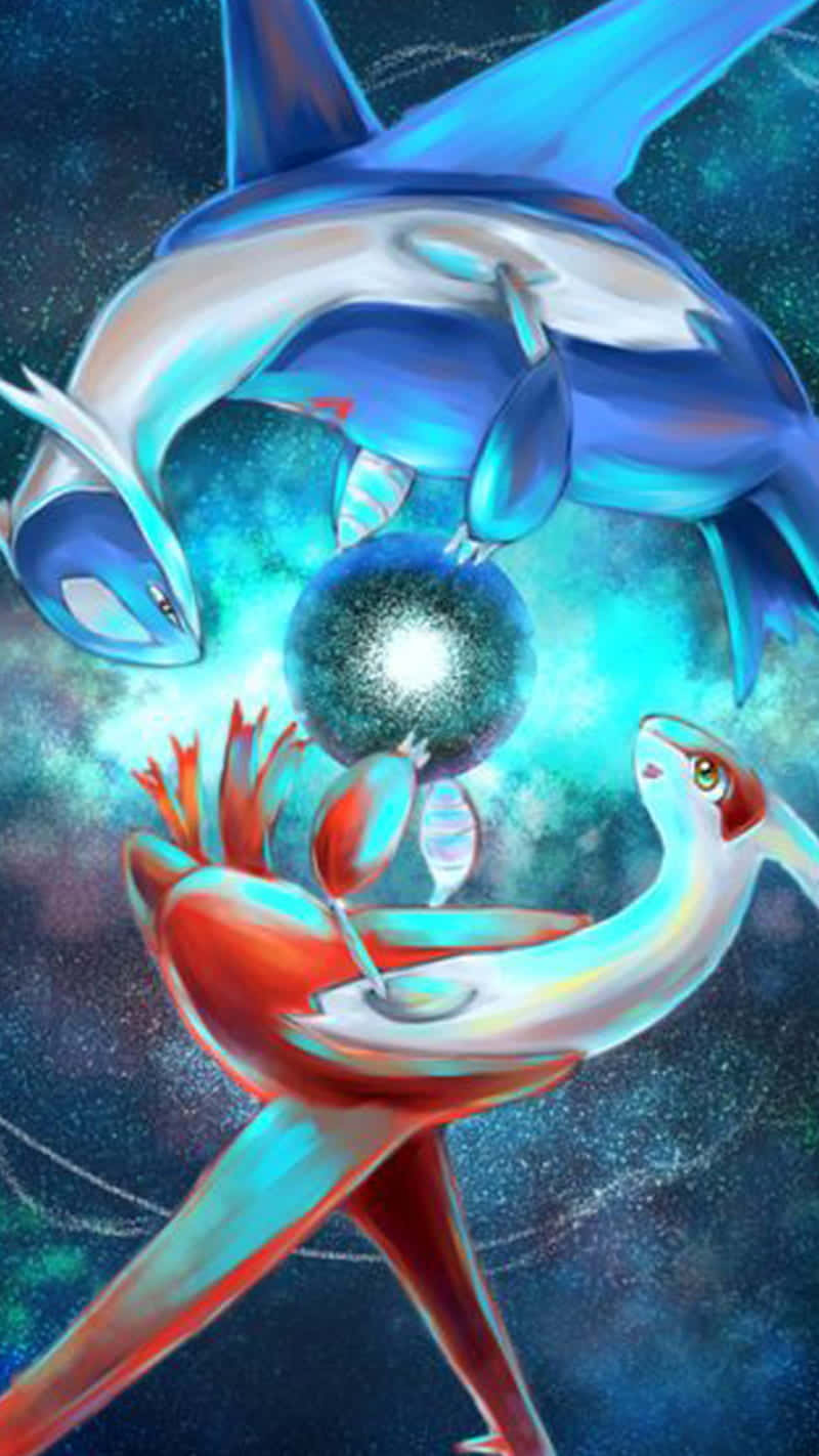 Mega Pokemon, blue Pokemon, red Pokemon, HD Phone Wallpaper