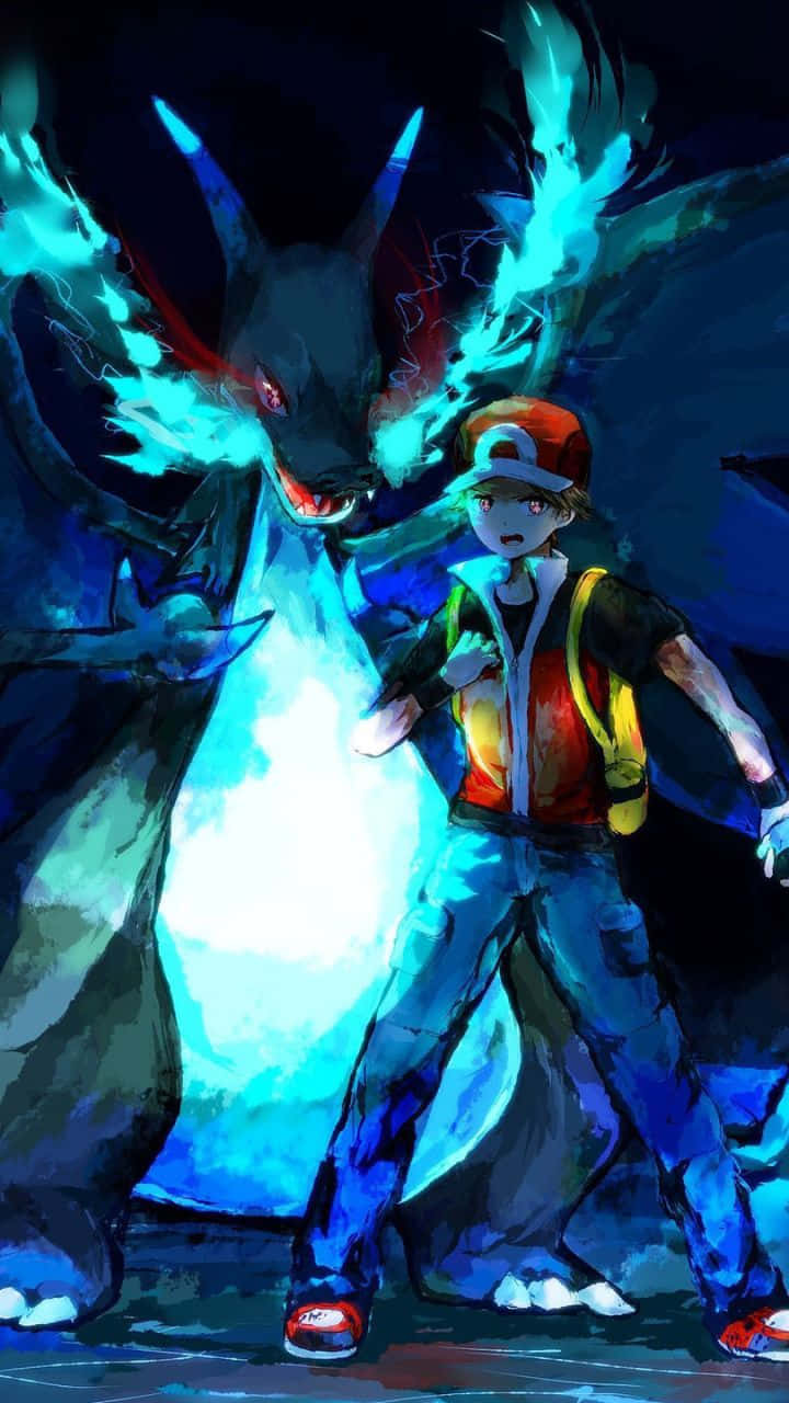 All Mega Pokemon, glowing blue dragon, dark, HD Phone Wallpaper
