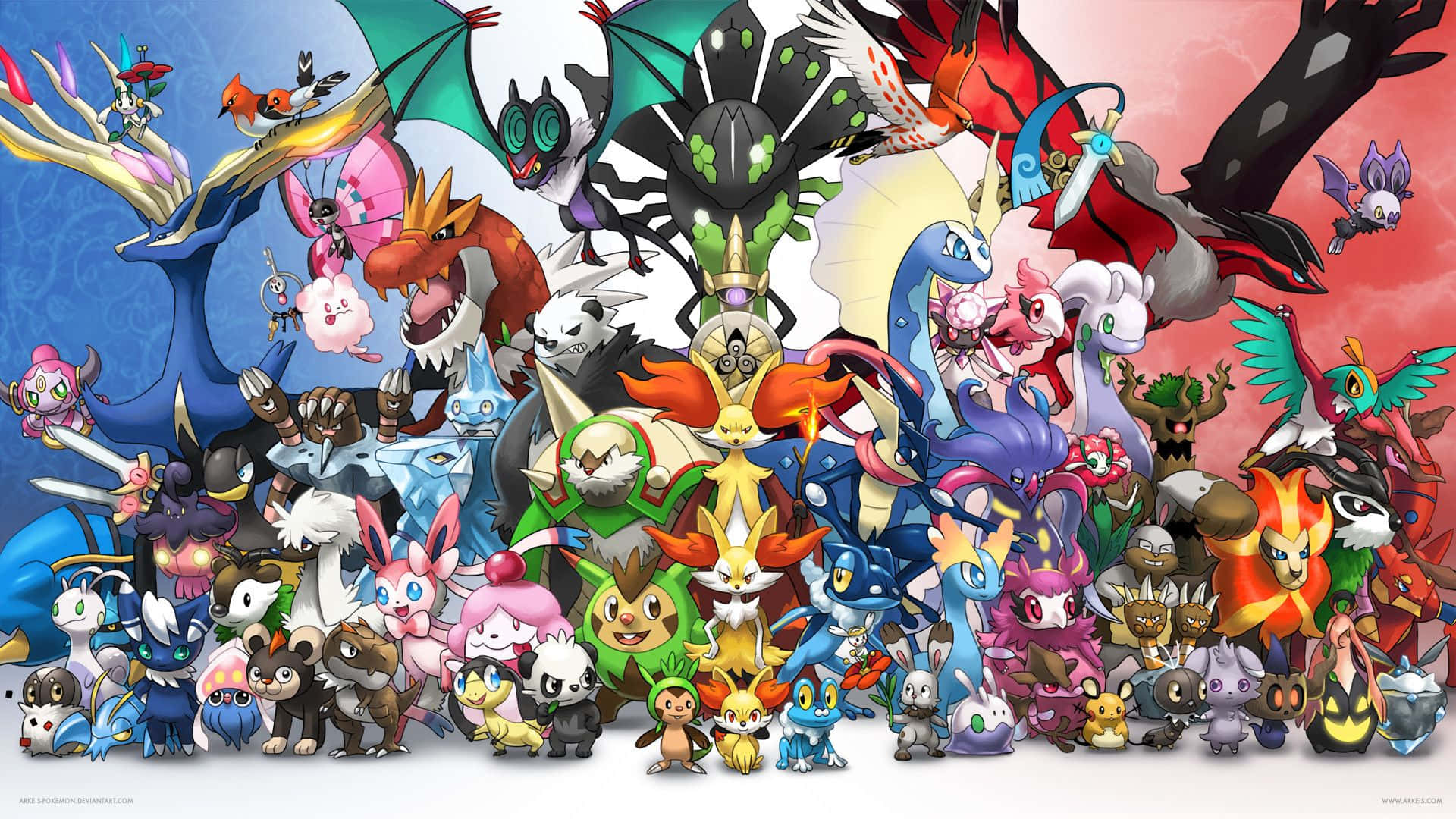 Pokemon X And Y, anime-style, colorful Pokémon characters, Full HD Desktop Wallpaper