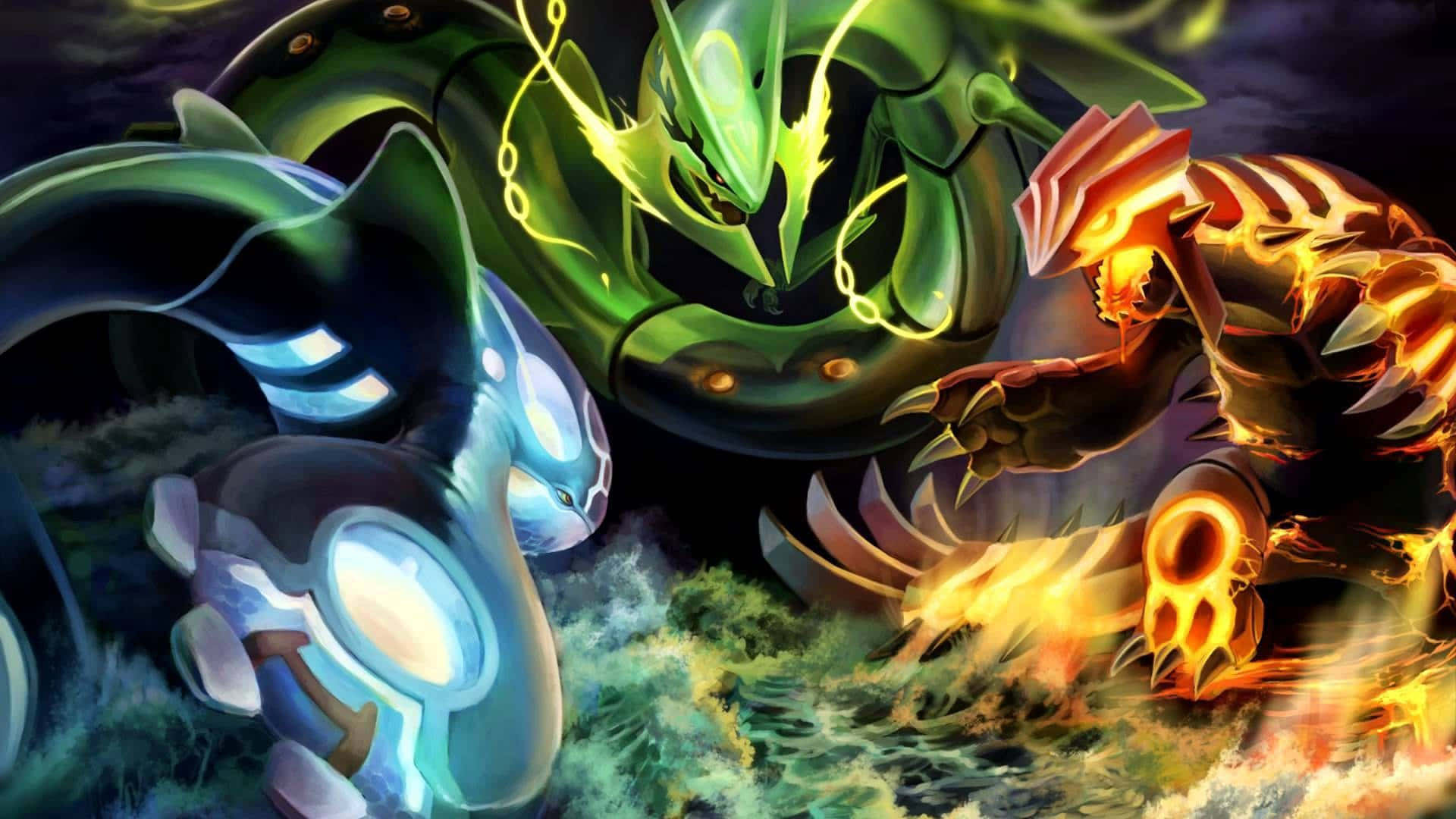 Pokemon, electric blue, fiery orange, Full HD Desktop Wallpaper