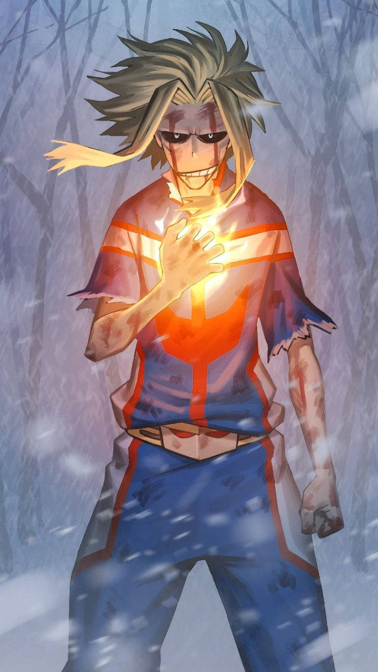 All Might, fiery hand, glowing chest, HD Phone Wallpaper