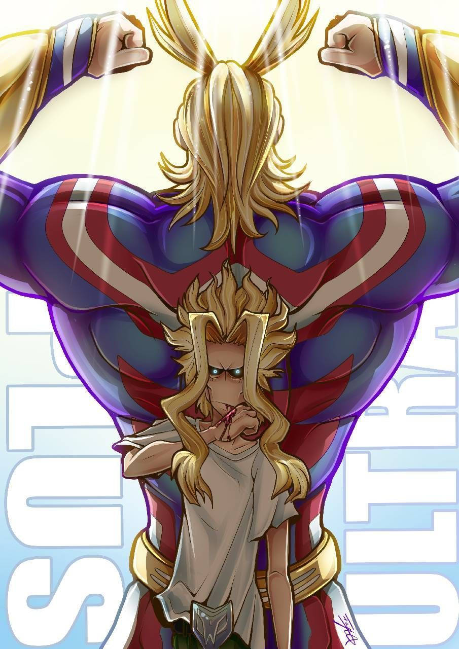 All Might, golden hair, red blue suit, HD Phone Wallpaper